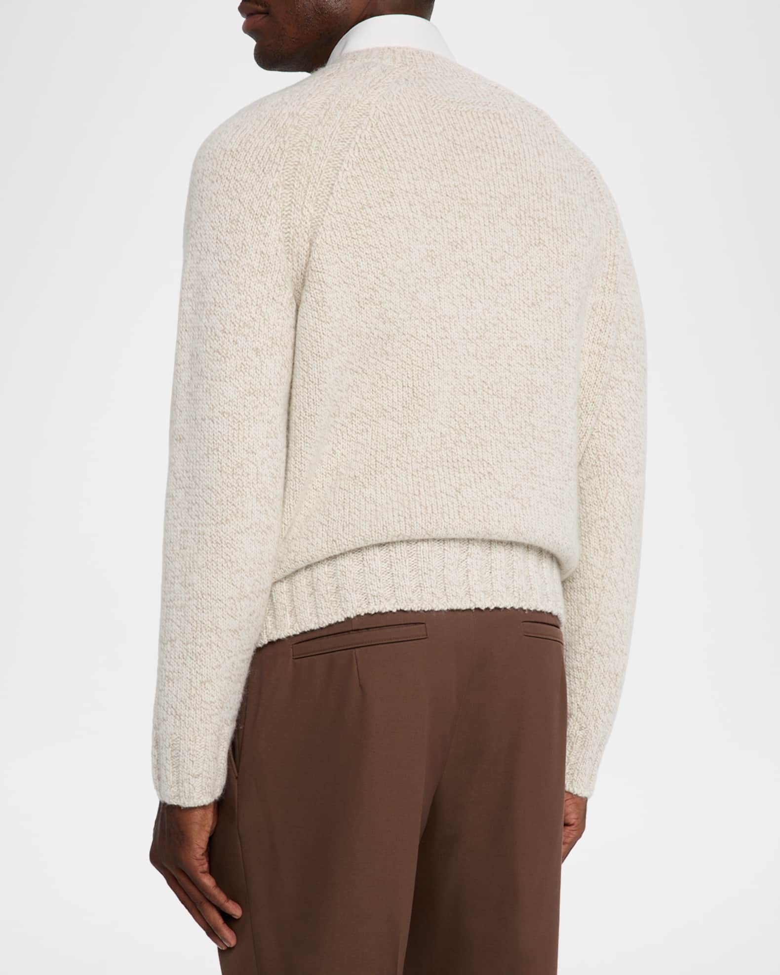ZEGNA Men's Cashmere and Wool Chunky Knit V-Neck Sweater | Neiman