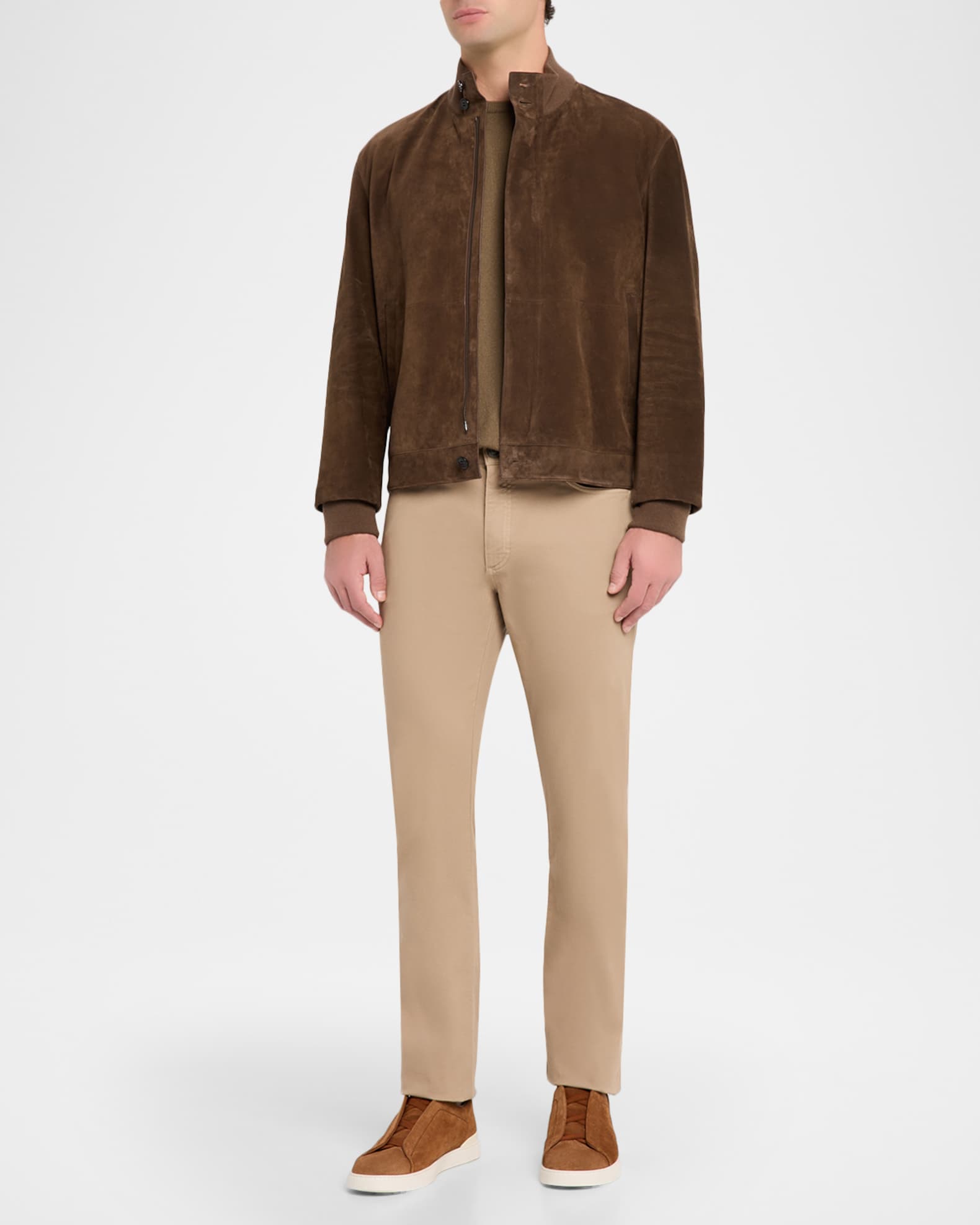 ZEGNA Men's Suede Hidden-Zip Bomber Jacket | Neiman Marcus