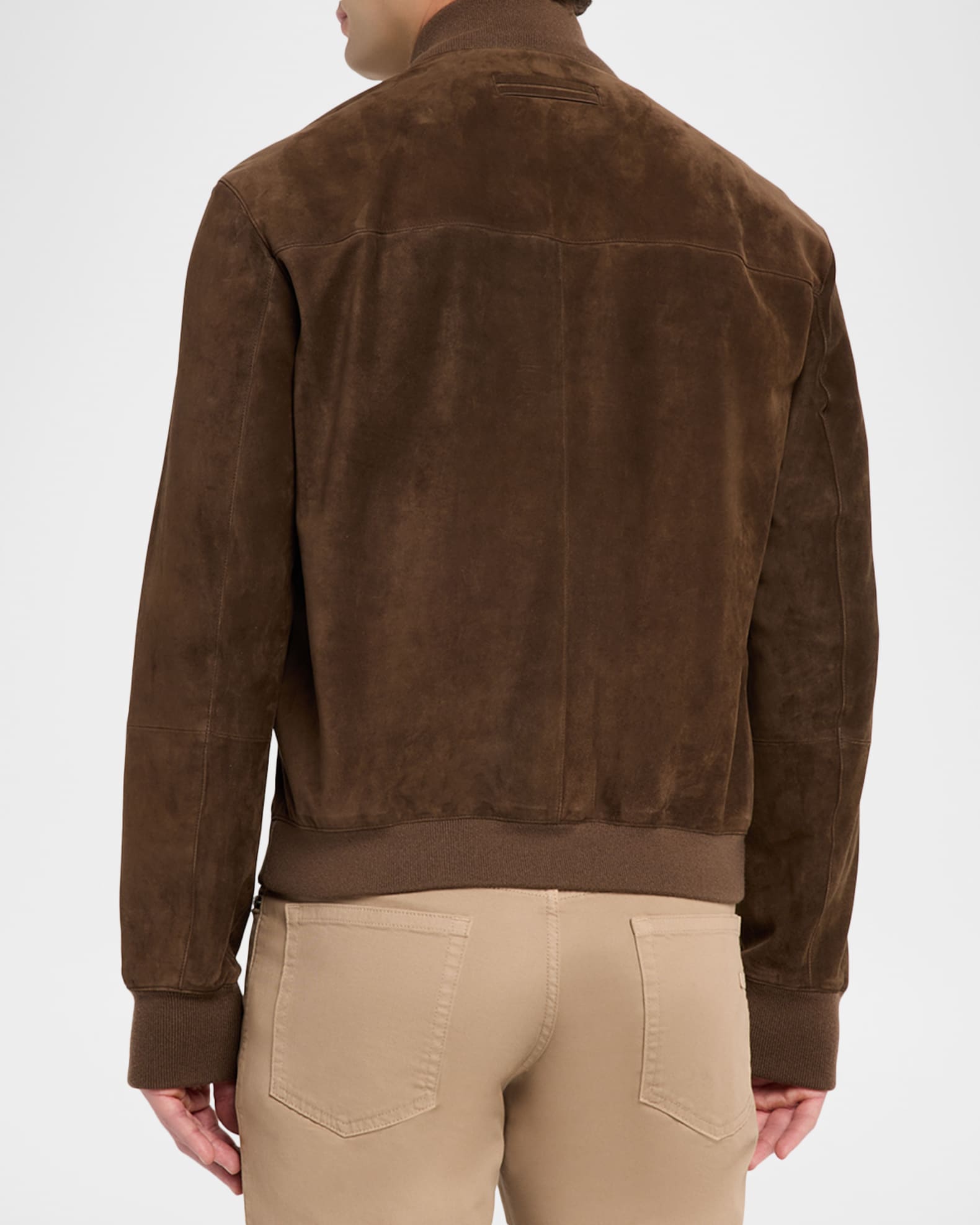 ZEGNA Men's Suede Hidden-Zip Bomber Jacket | Neiman Marcus