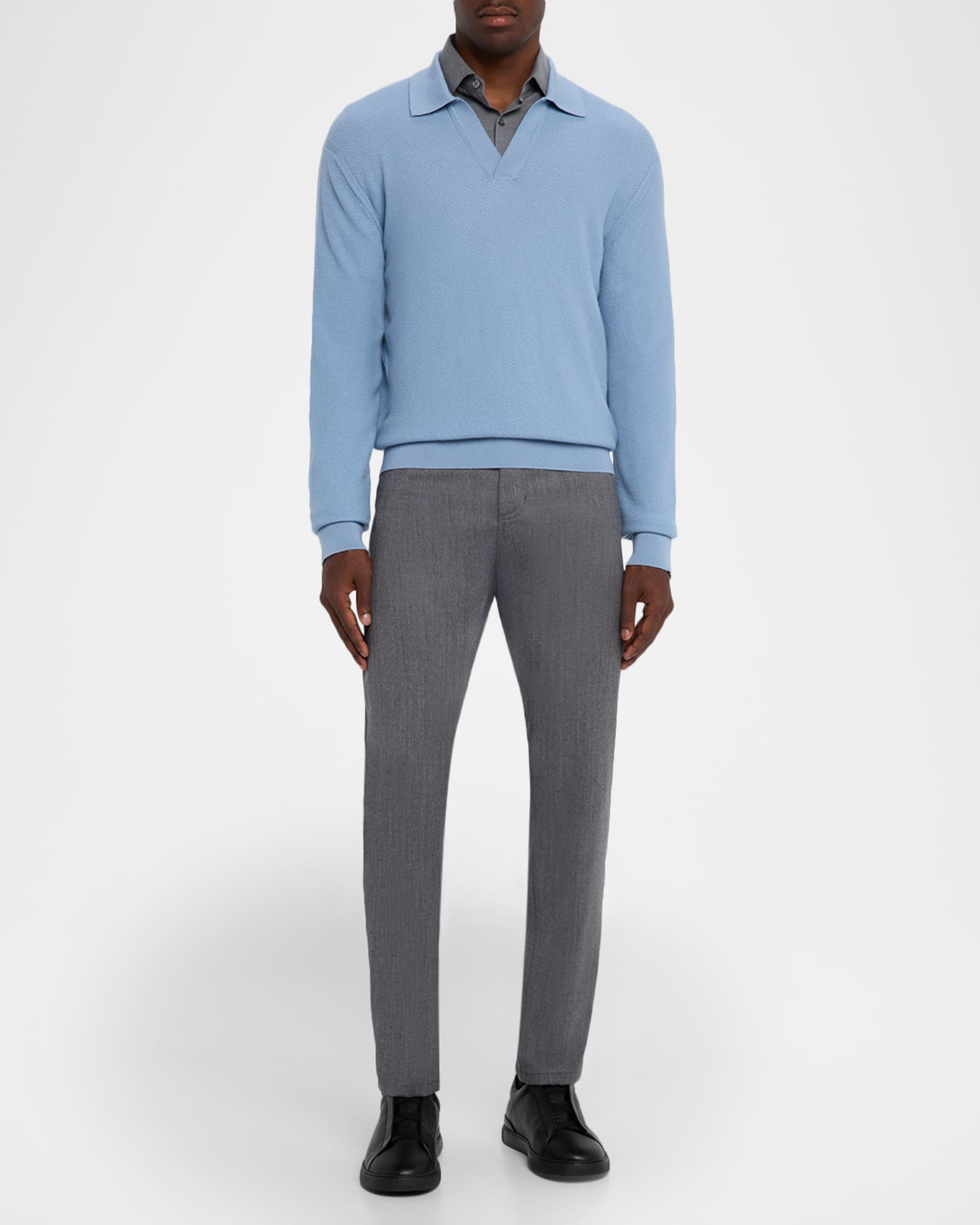 Men's Oasi Cashmere Johnny Collar Polo Sweater | Neiman Marcus