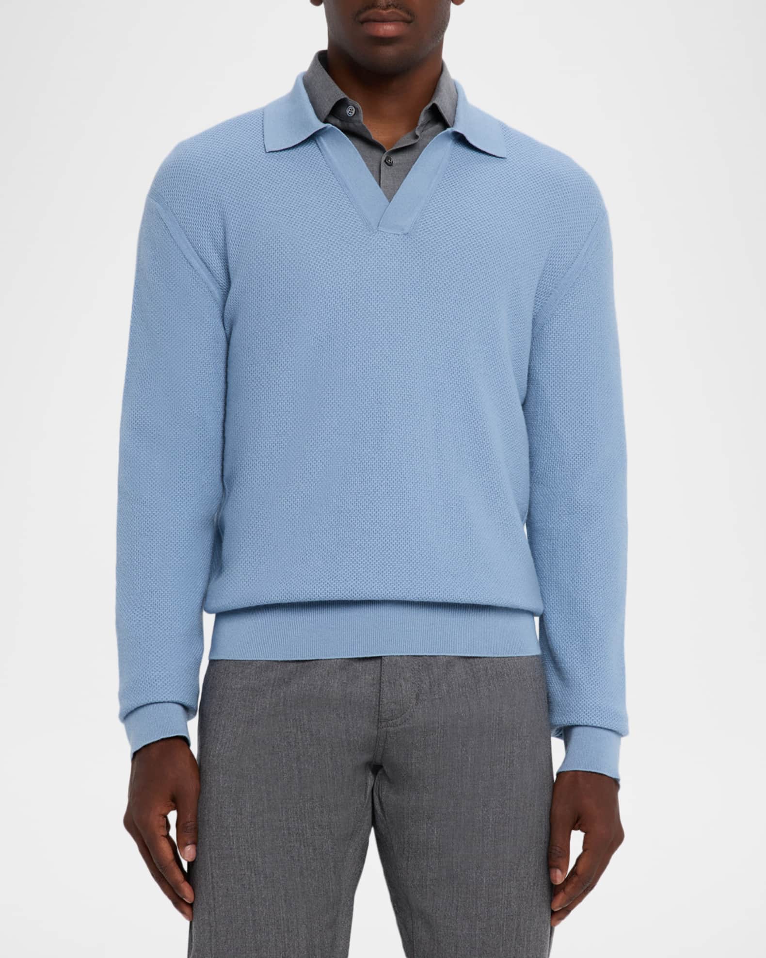 Men's Oasi Cashmere Johnny Collar Polo Sweater | Neiman Marcus