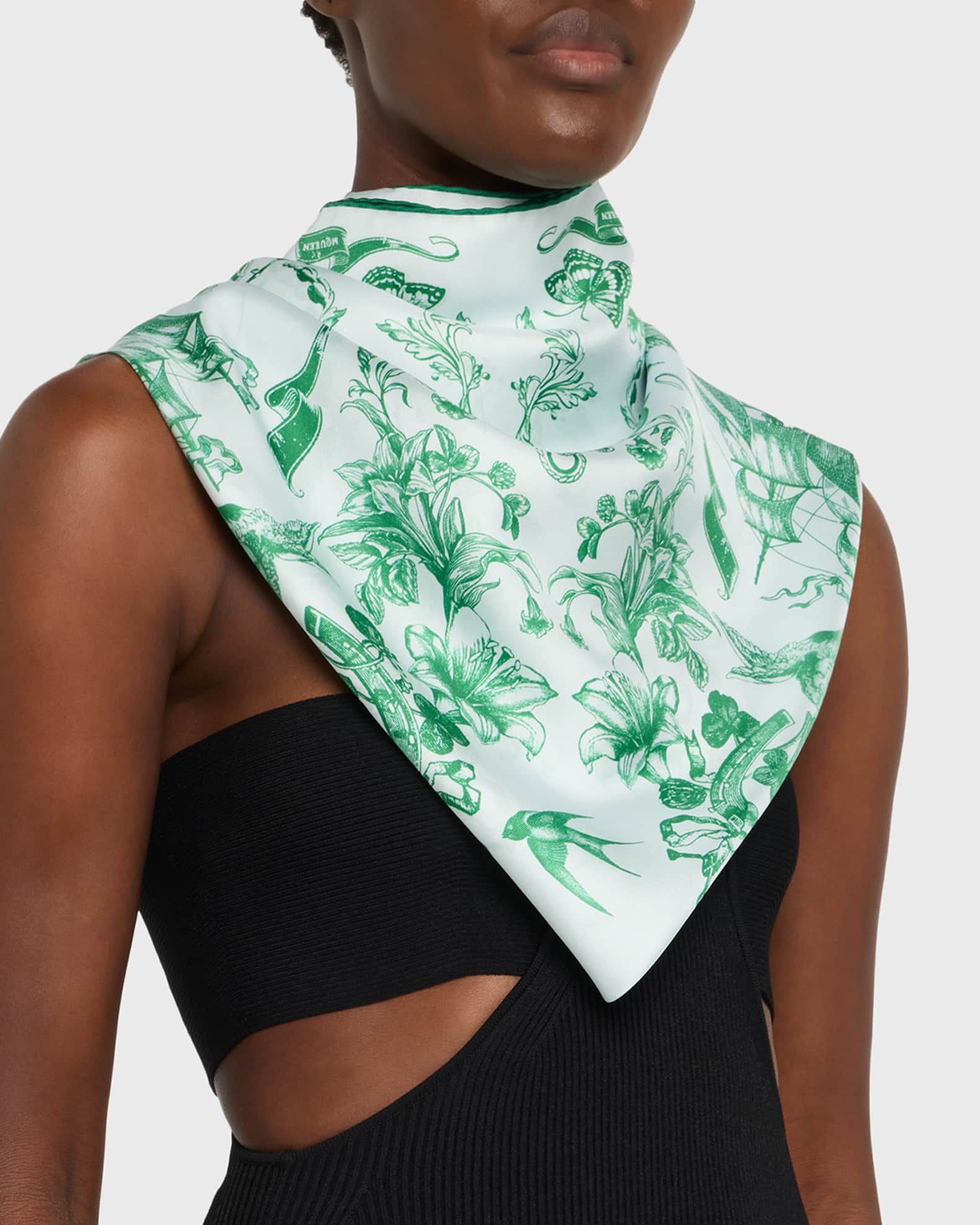 スカーフ alexander mcqueen Sea green silk foulard Women's Sailor Tattoo Foulard in Blue | Alexander McQueen US