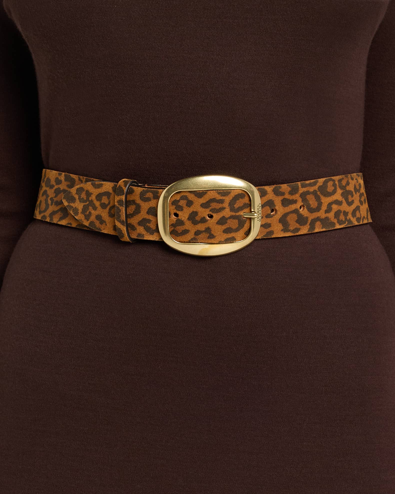 Dara Leopard-Print Suede Belt 1