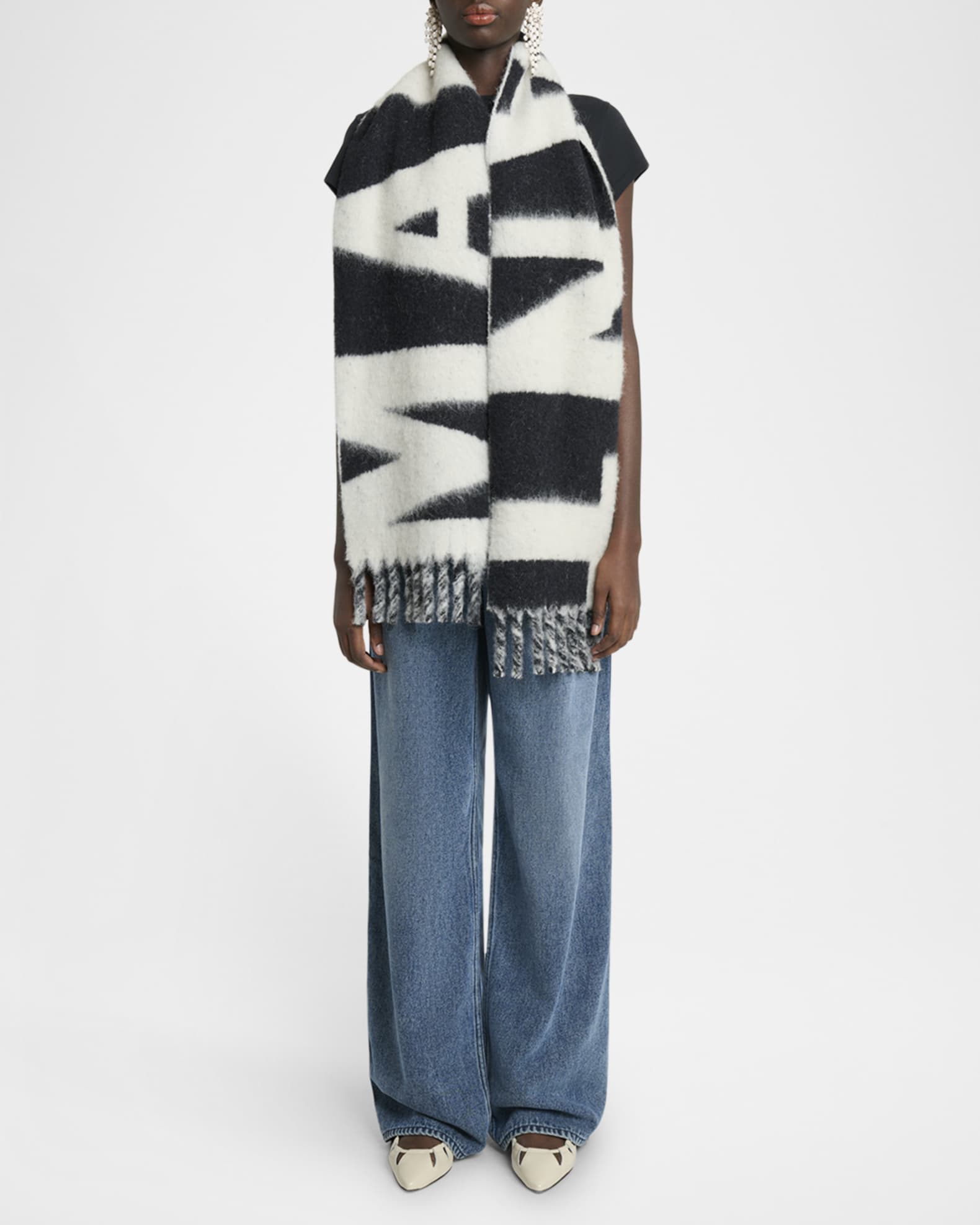 Isabel Marant Loliana Logo Wool-Blend Scarf | Neiman Marcus
