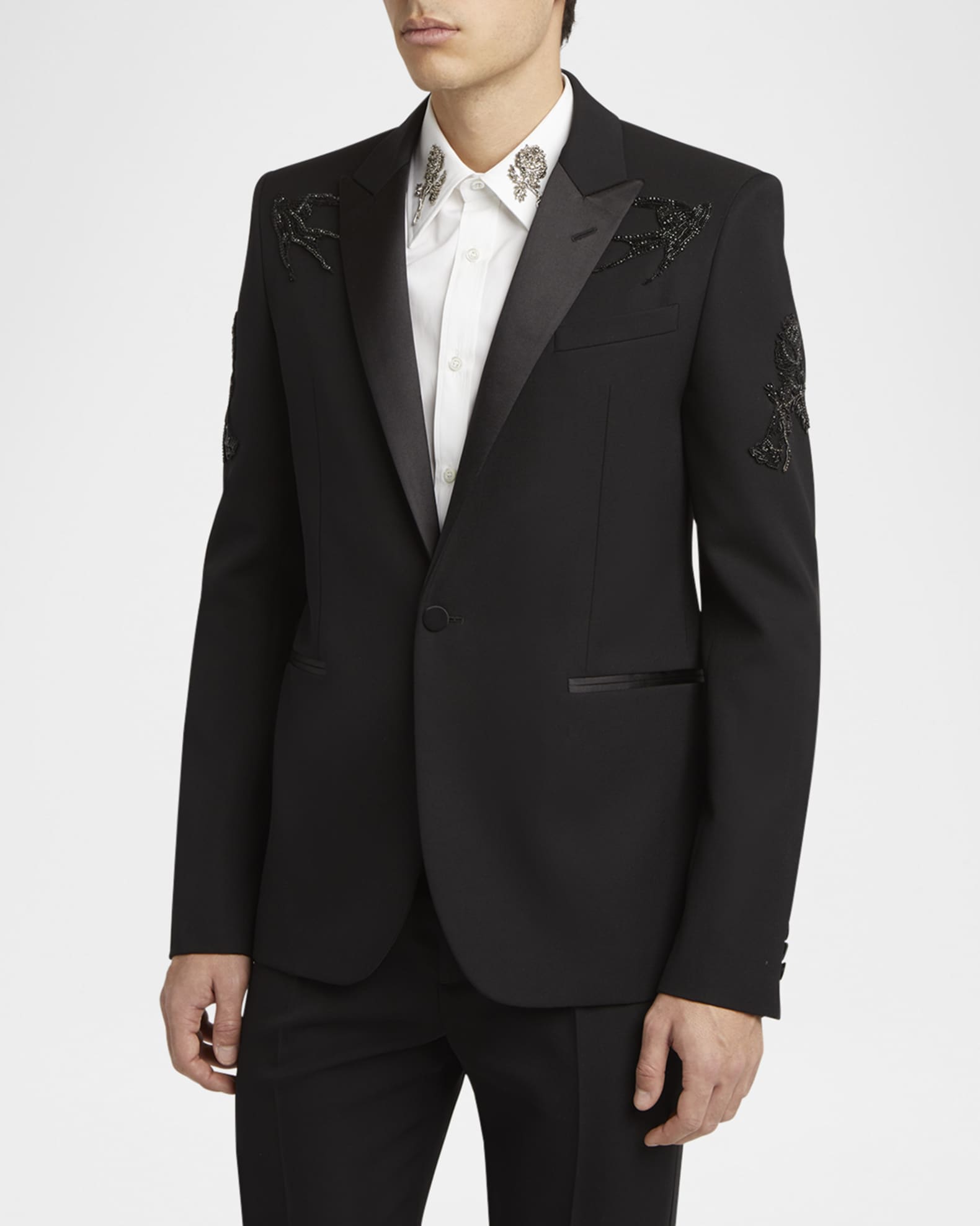 McQueen Men's Bead-Embellished Tuxedo Jacket | Neiman Marcus