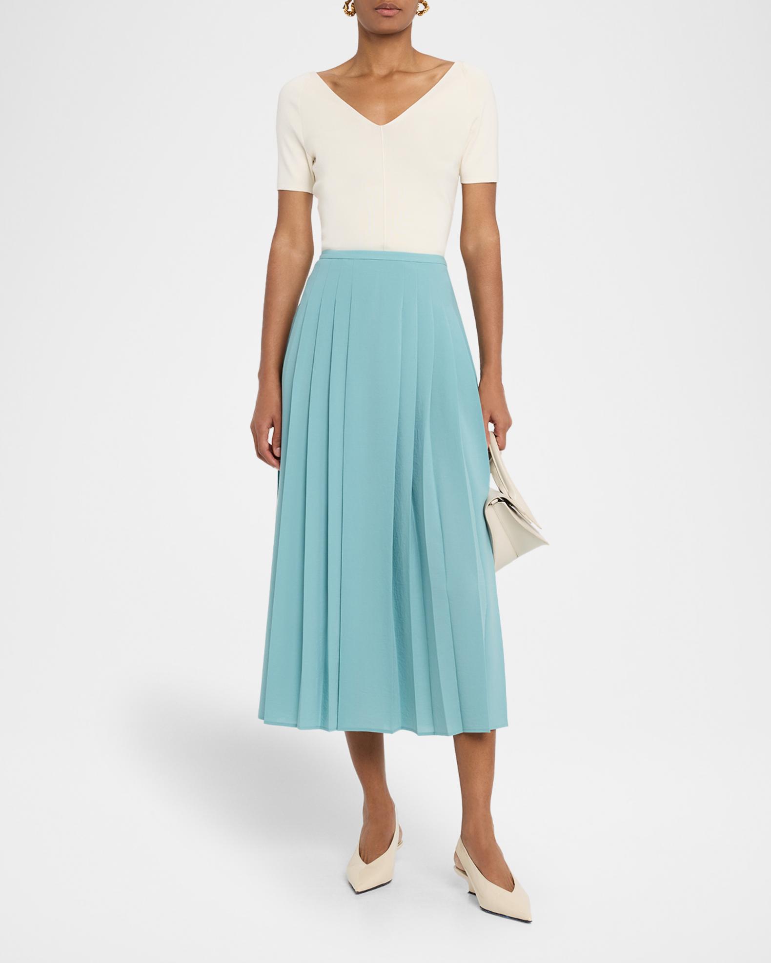Joseph Crete Straight Pleated Midi Skirt | Neiman Marcus