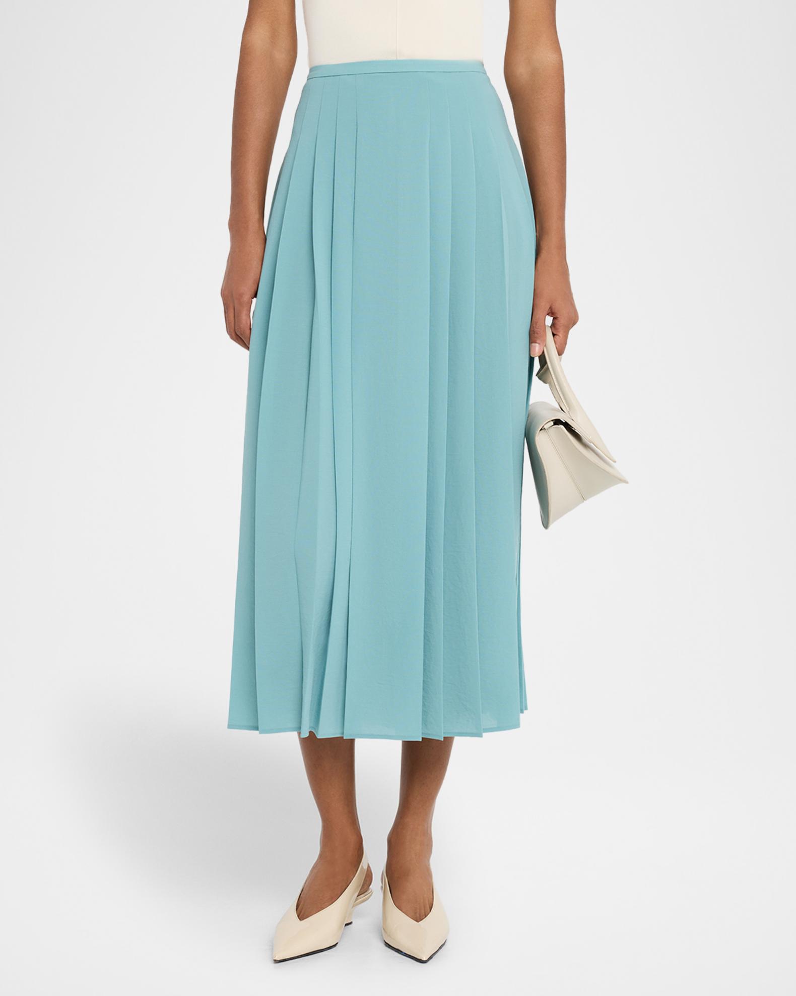 Joseph Crete Straight Pleated Midi Skirt | Neiman Marcus