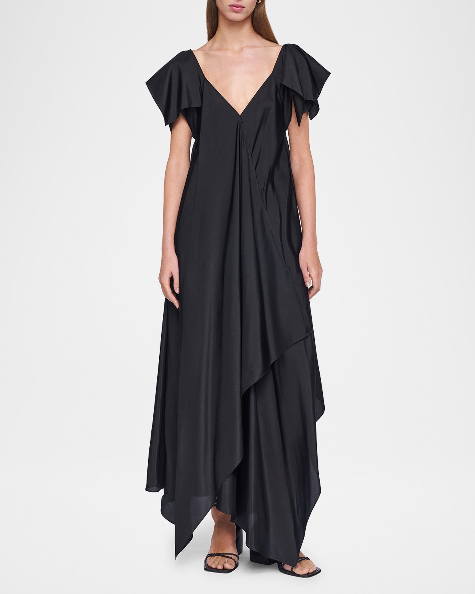 habotai silk dress Joseph Plumet Draped Habotai Silk Maxi Dress