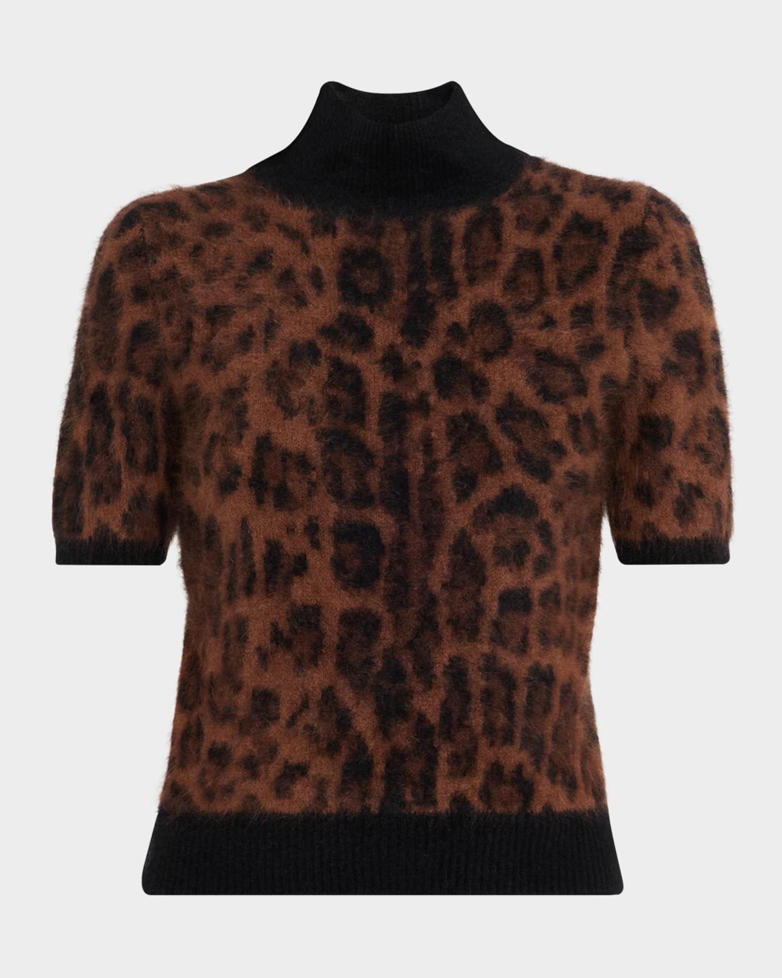 Ari Leopard Print Brushed Cashmere Sweater
