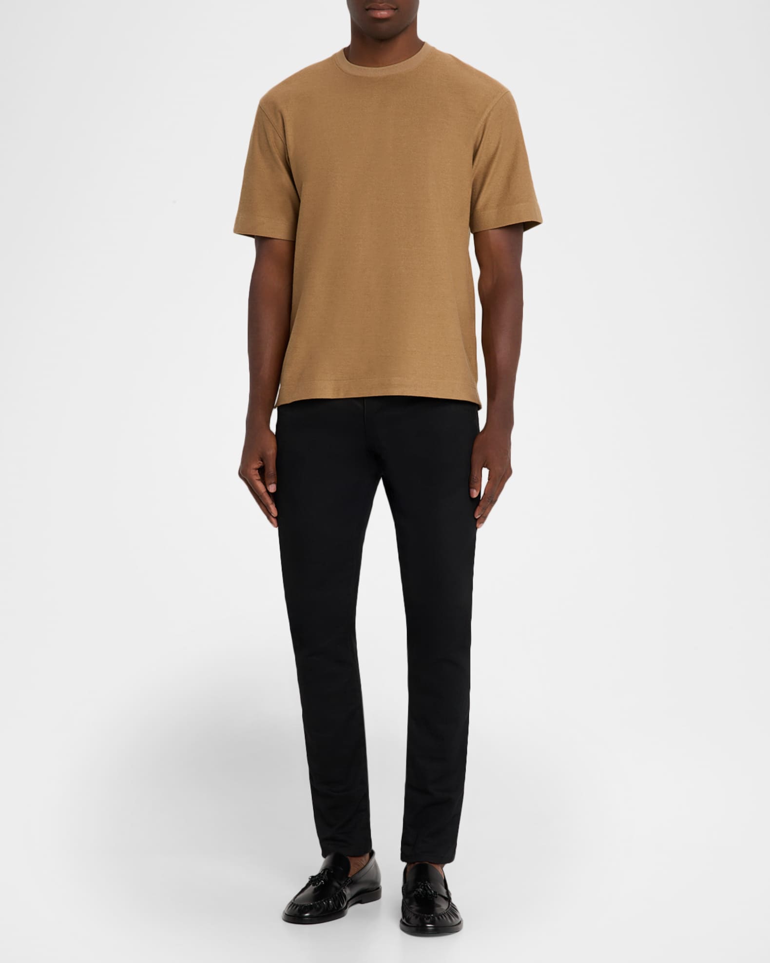 Tシャツ・カットソー Theory Black Crewneck T-Shirt in Jersey Man (M0196528 001) Theory Men's Cotton Relaxed-Fit Crewneck T-Shirt | Neiman Marcus