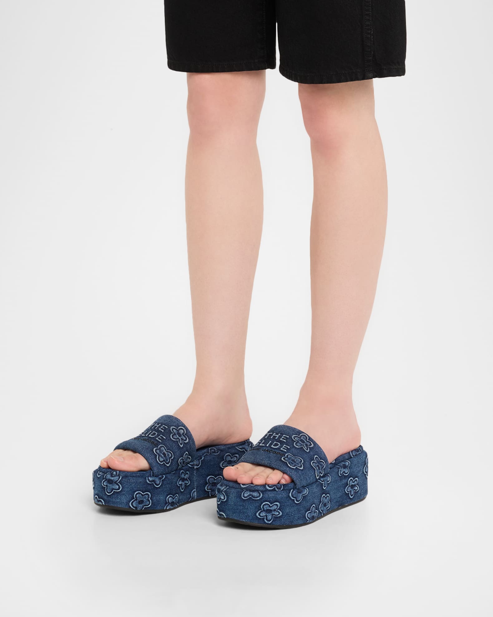 The Puffed Daisy Denim Platform Sandals 1