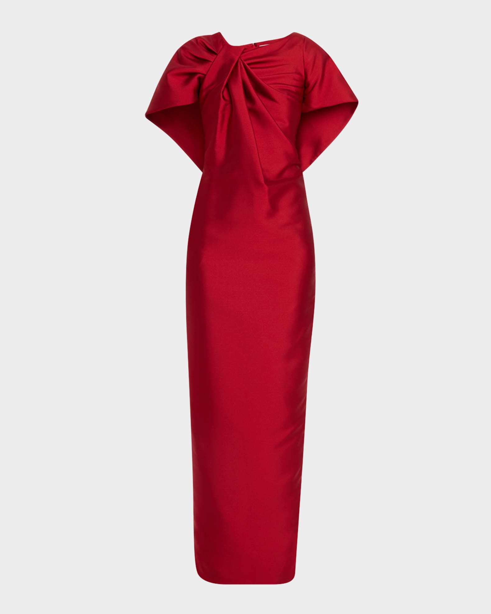 Meryl Asymmetric Drape Mikado Column Gown 0