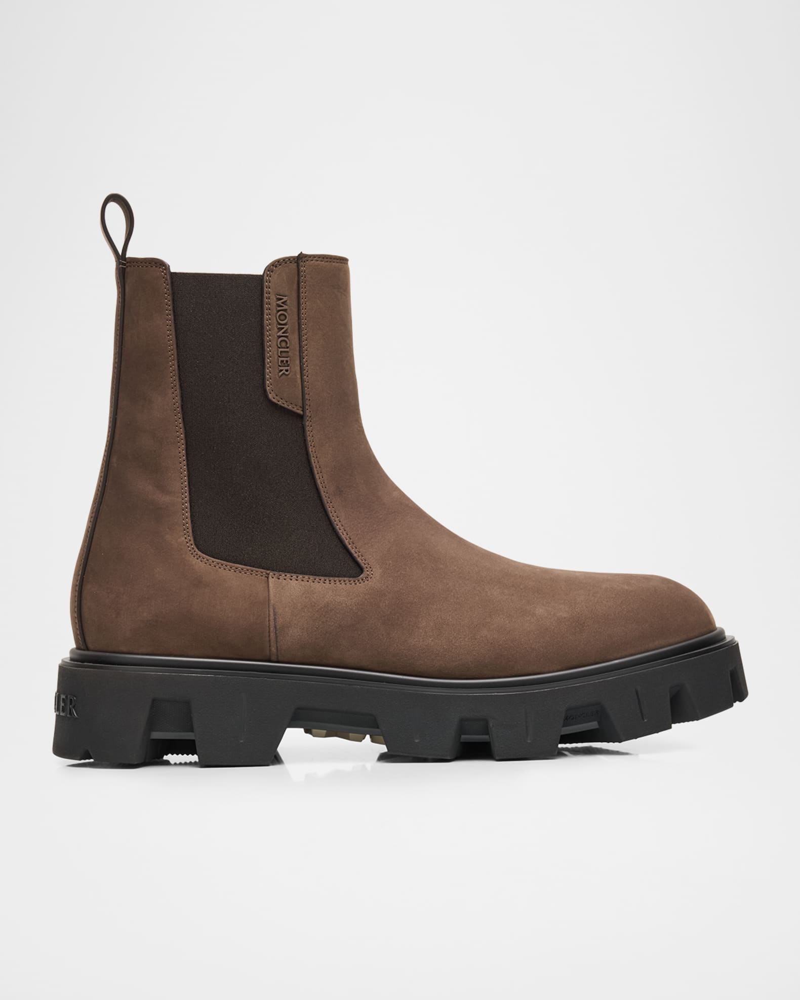 Moncler Men's Peak City Nubuck Lug-Sole Chelsea Boots | Neiman Marcus