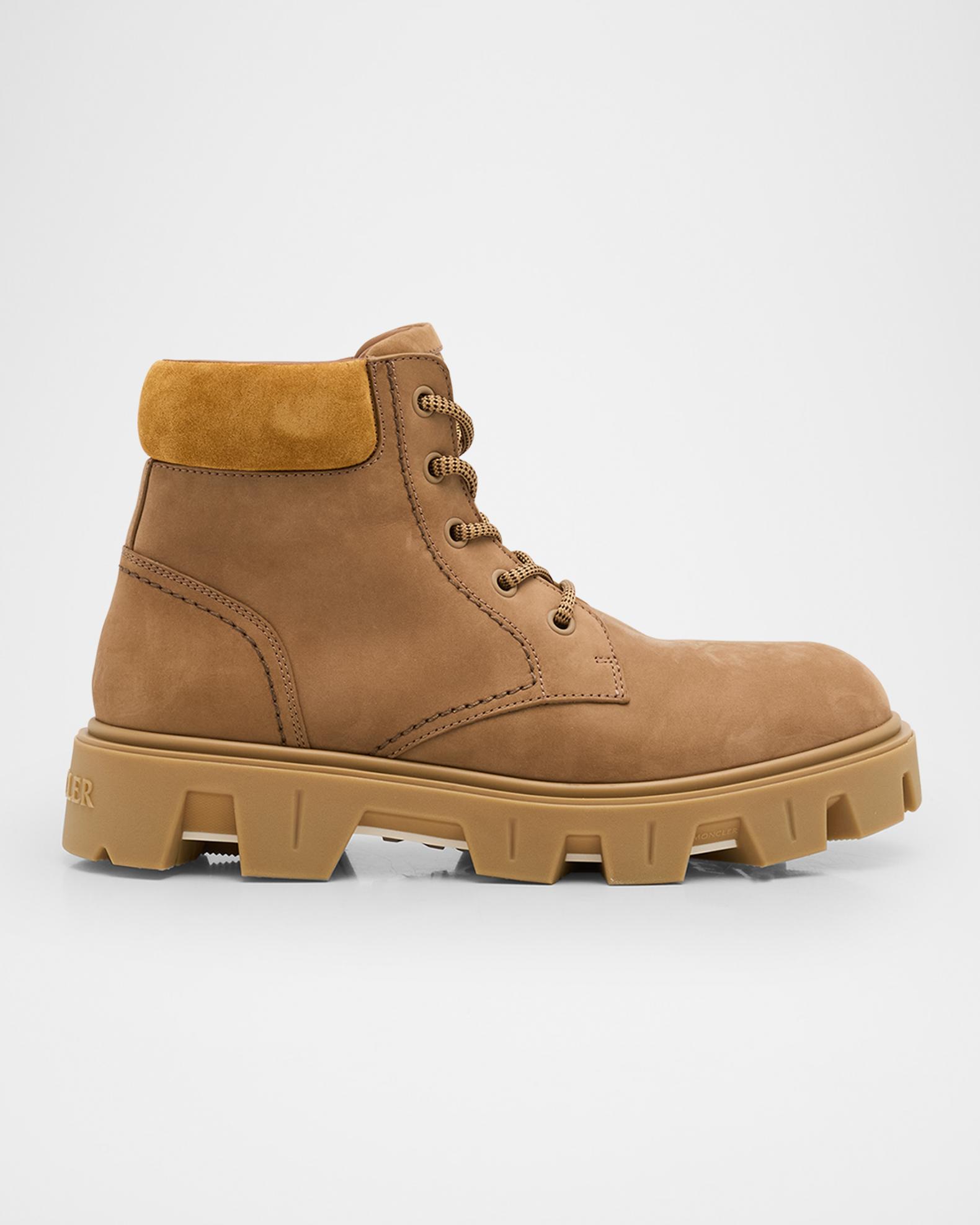 Moncler Mens Size 42 Brown Boots Lace Up Leather Moncler: Brown Peak City Nubuck & Suede Lace-Up Boots | SSENSE main image 2