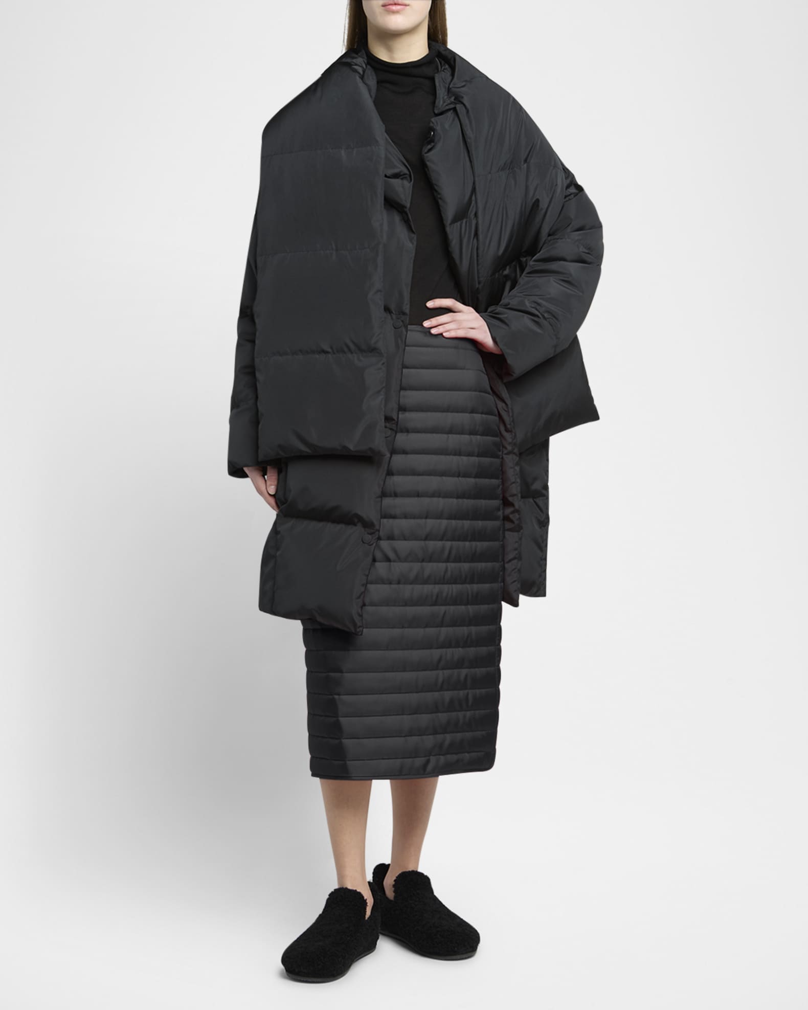 Moncler x Qiu Hao Gaoya Long Down Coat with Detachable Scarf