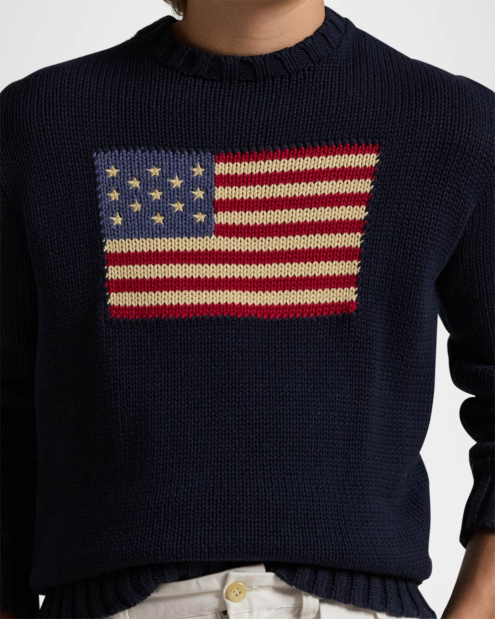 Polo Ralph Lauren Boy's Flag Intarsia Knit Sweater, Size S-L