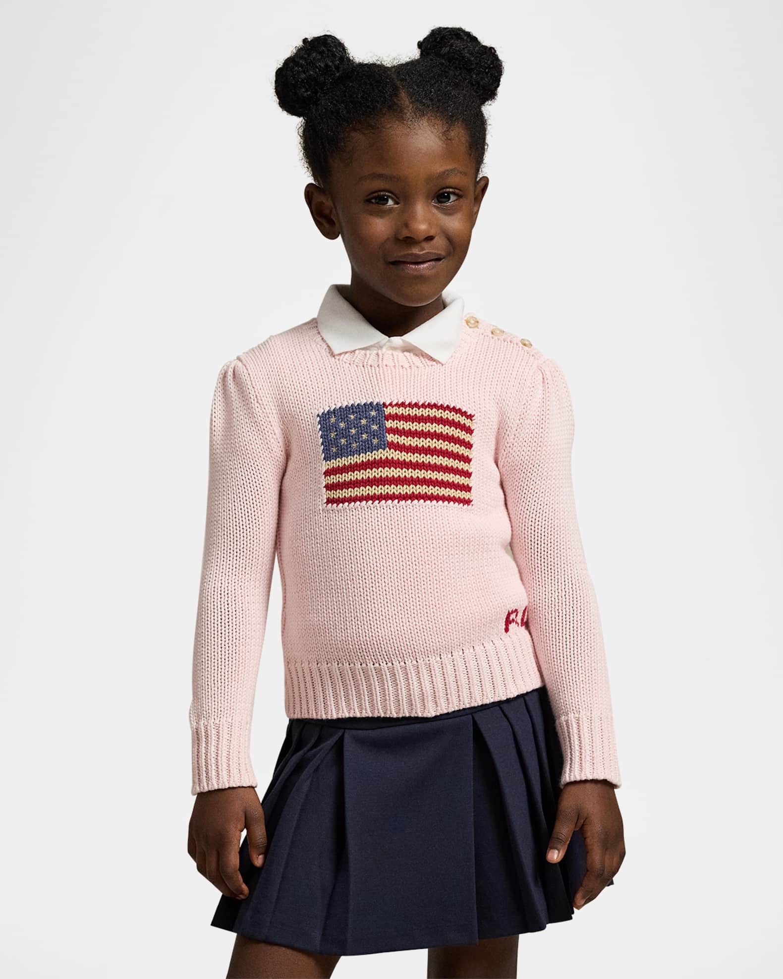 Girl's Flag Intarsia Knit Sweater 1