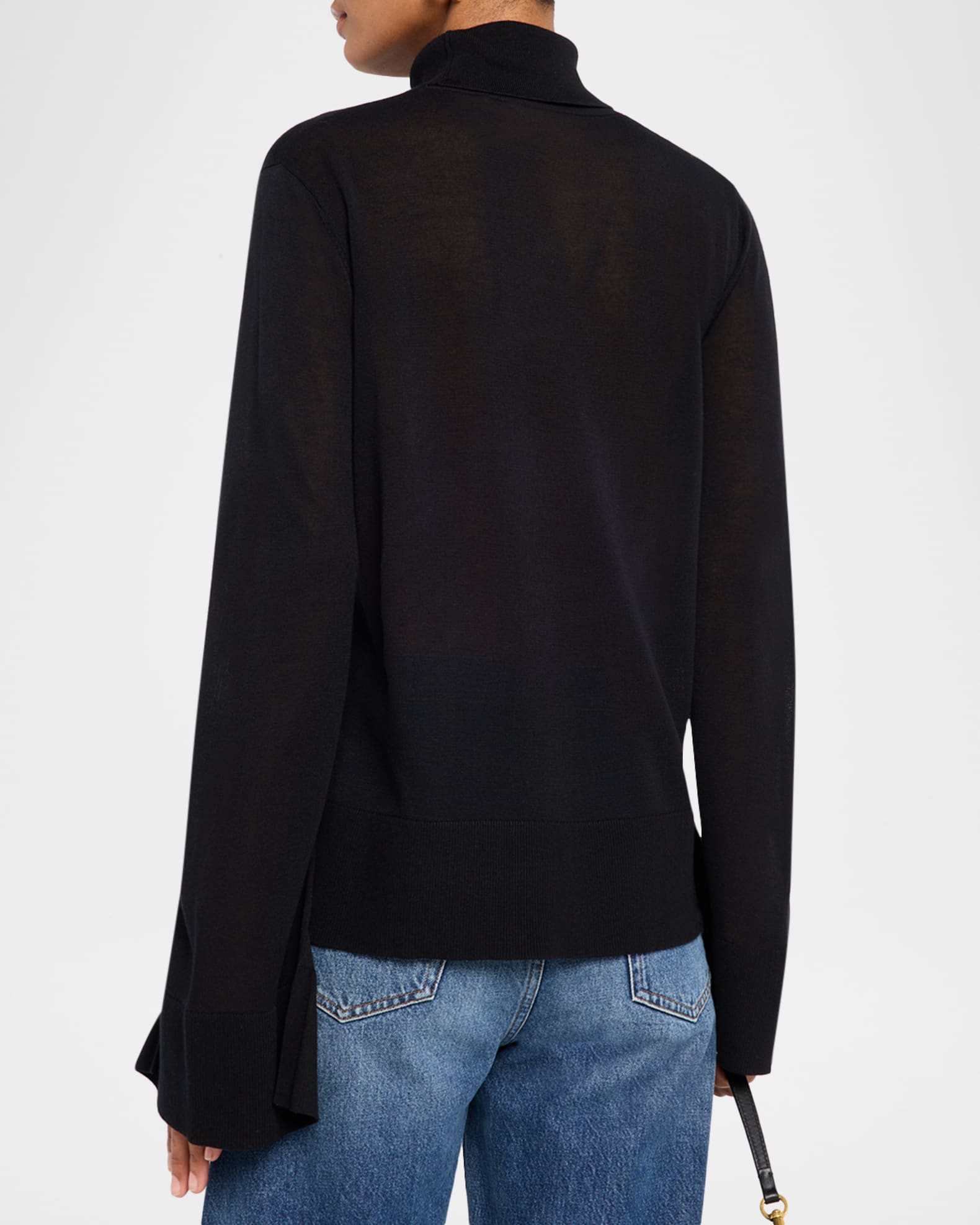Turtleneck Slit Sleeveless Sweater