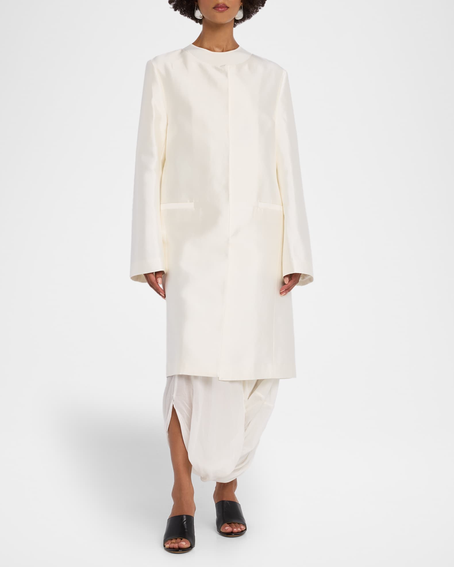 Silk Collarless Coat 1