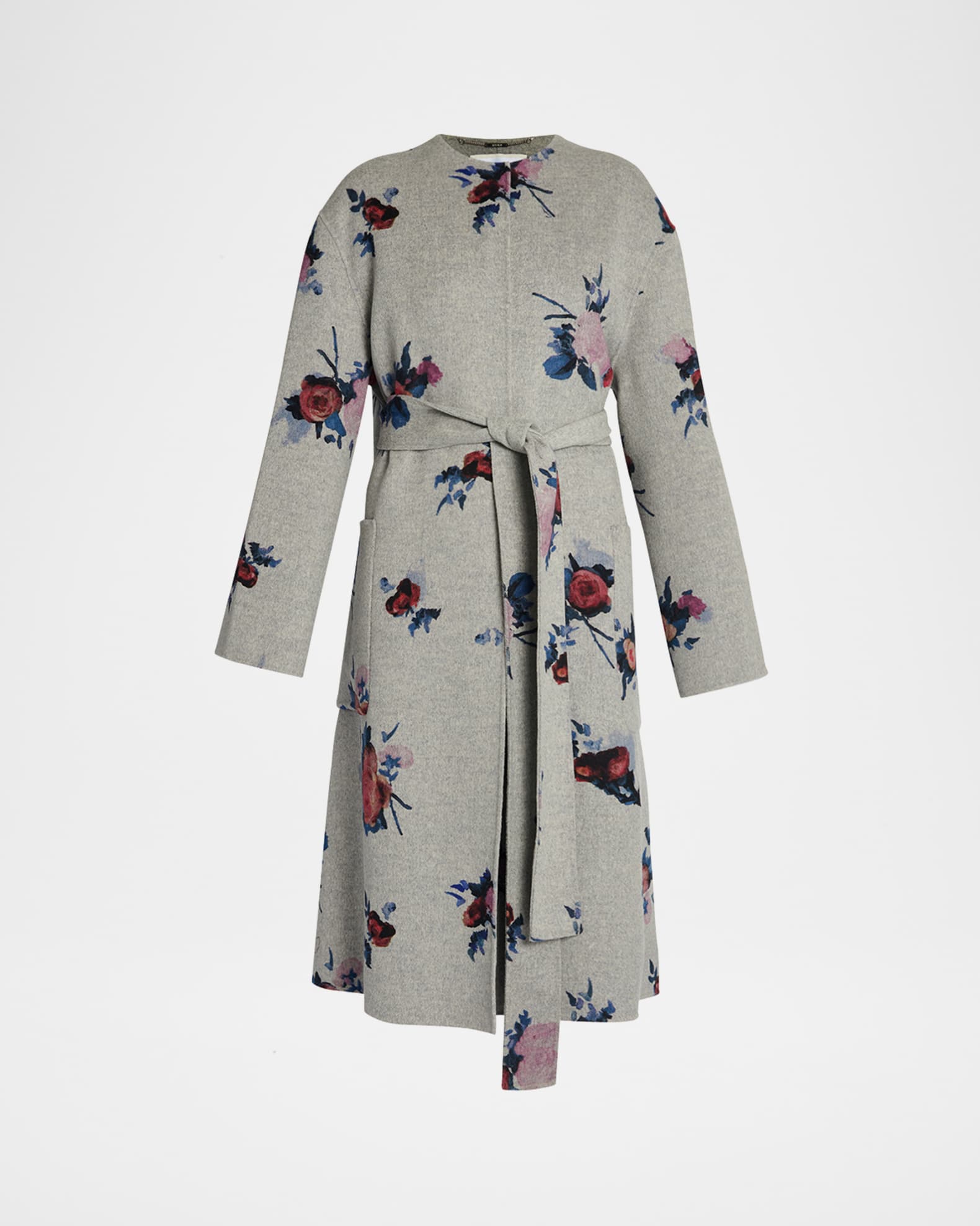 Flower Wool Belted Oversized Coat 0