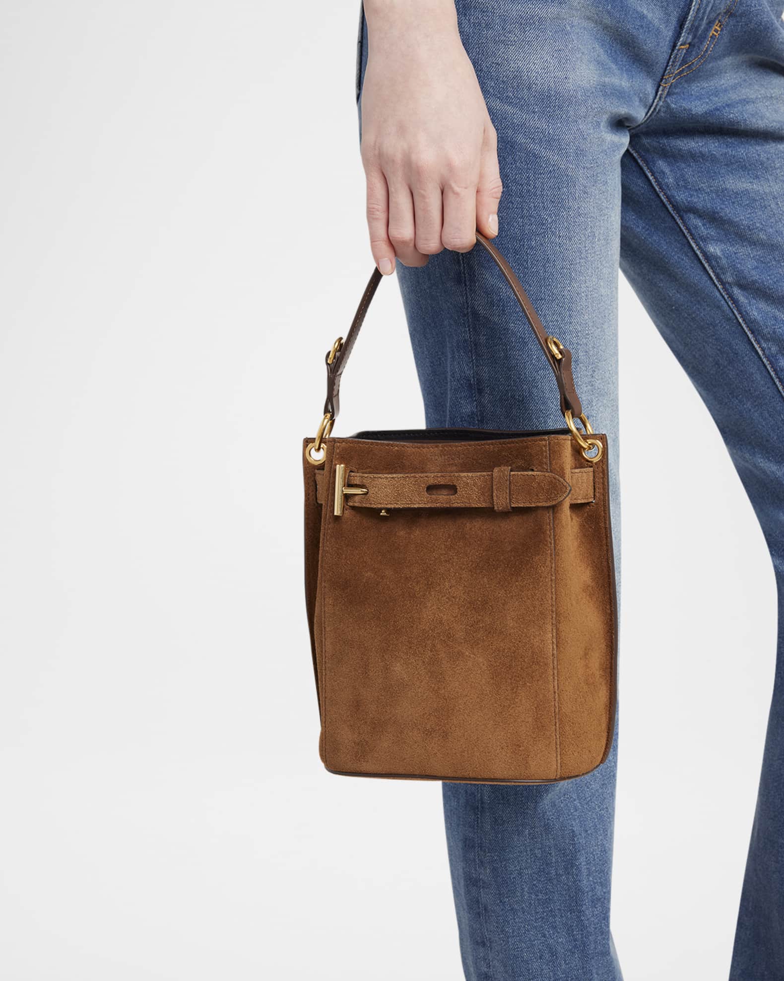 Audrey Mini Bucket Bag in Calfskin Suede 1