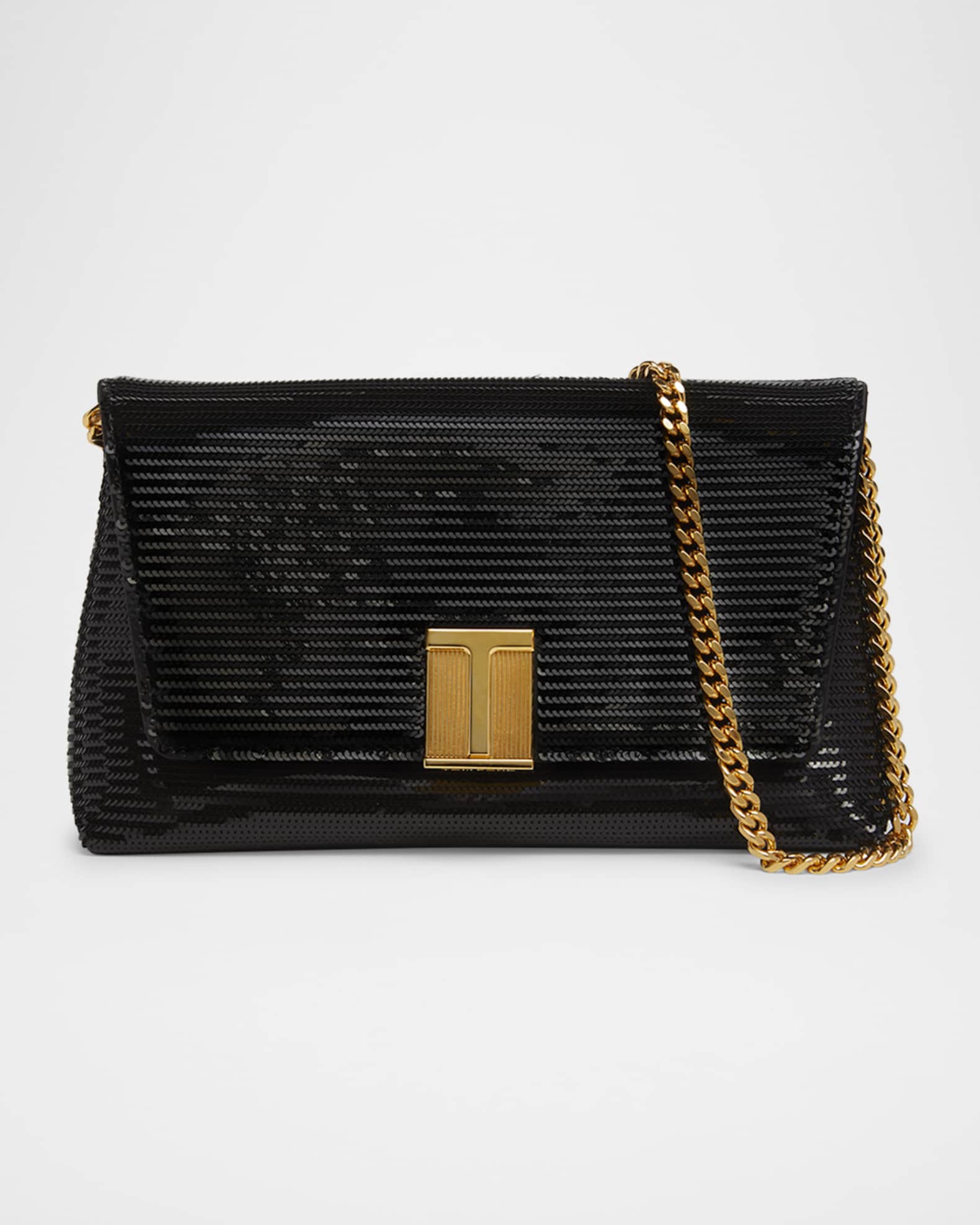TOM FORD Nobile Mini Clutch Bag in Sequin-Embroidered Viscose