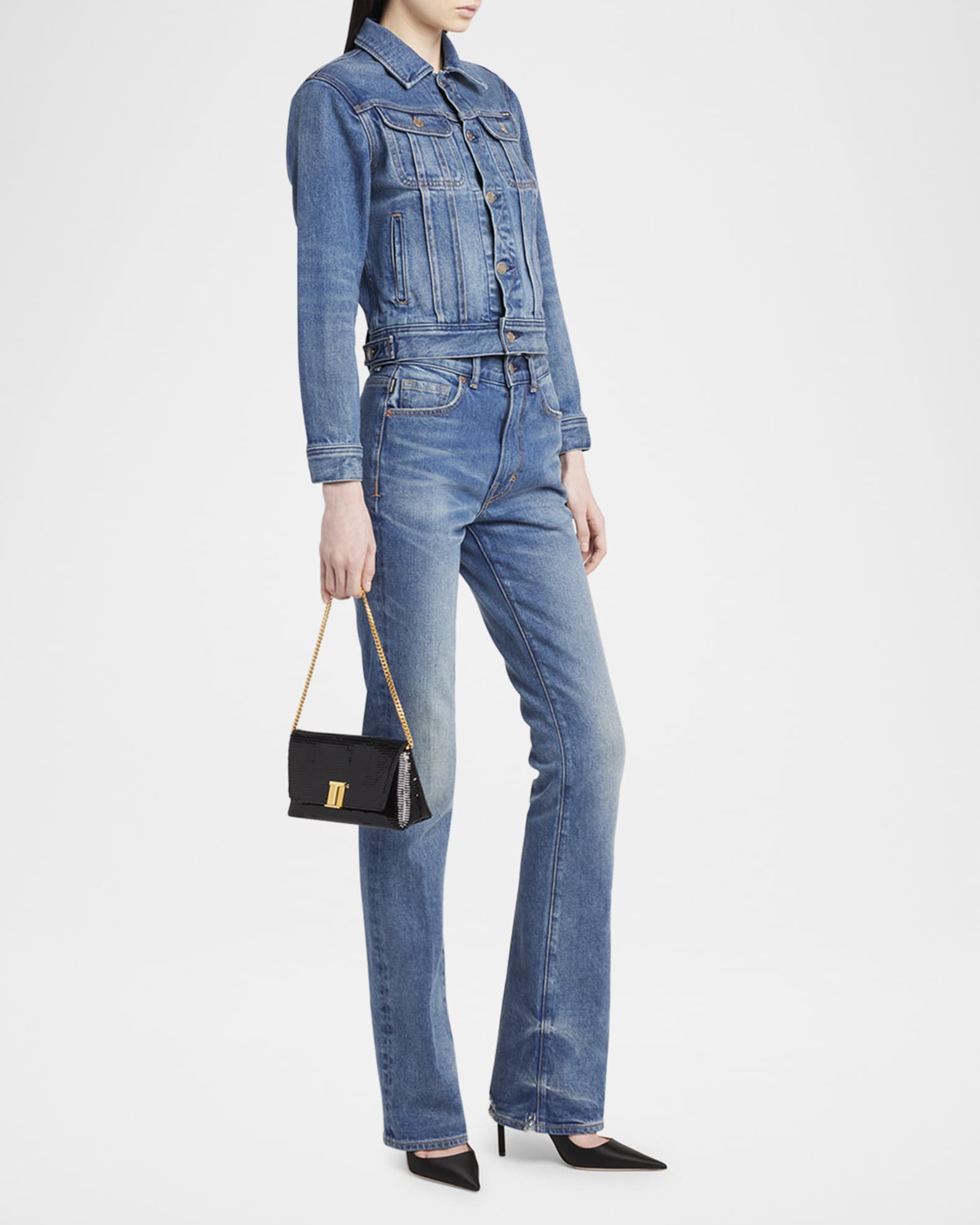 TOM FORD Nobile Mini Clutch Bag in Sequin-Embroidered Viscose