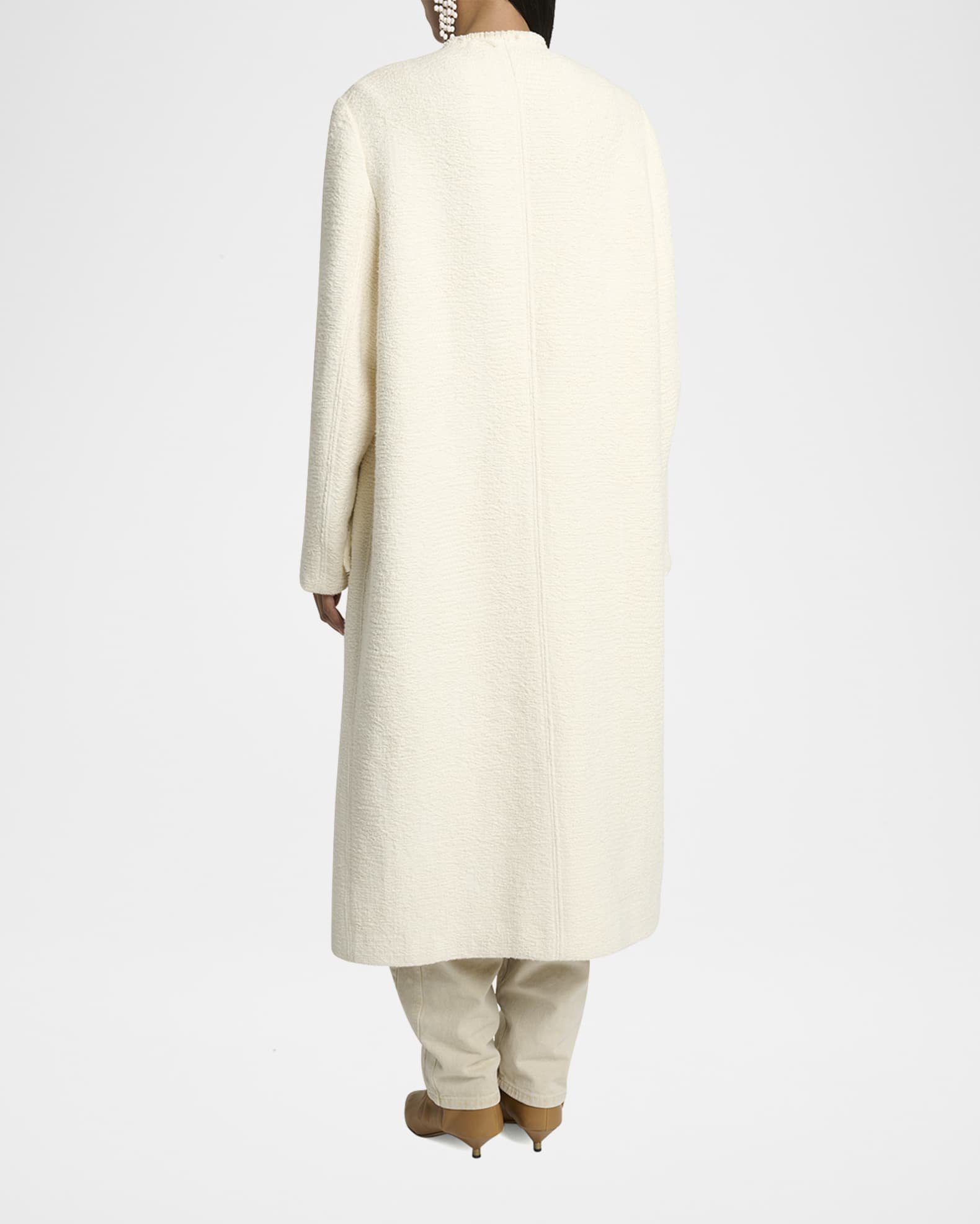 コート ISABEL MARANT Woman Coat White MA0261FAB3A01I 20CK Isabel Marant Gameia Long Fringe-Trim Linen Coat | Neiman Marcus
