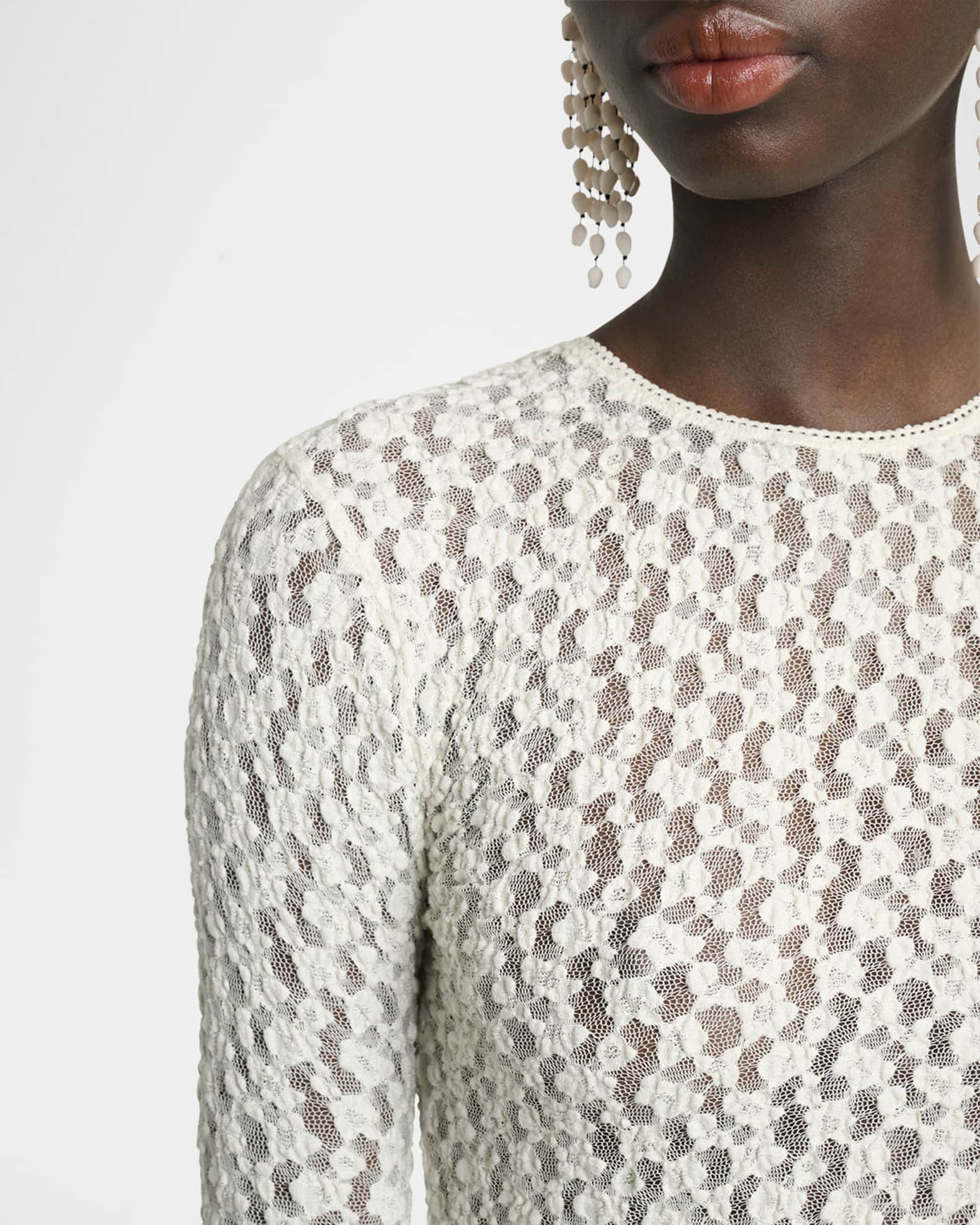 Isabel Marant Gaelle Floral Stretch Lace Top | Neiman Marcus