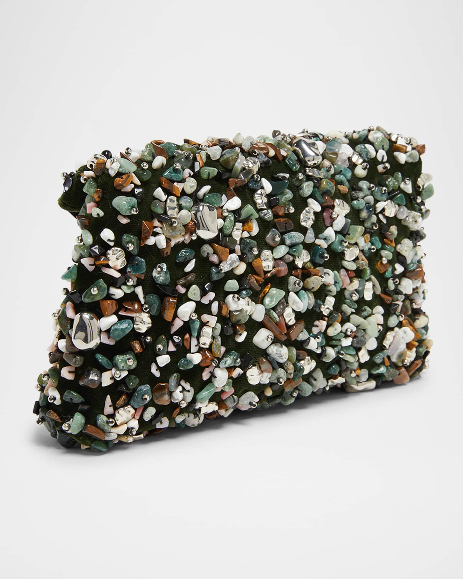 Stone-Embellished Envelope Clutch Bag 1