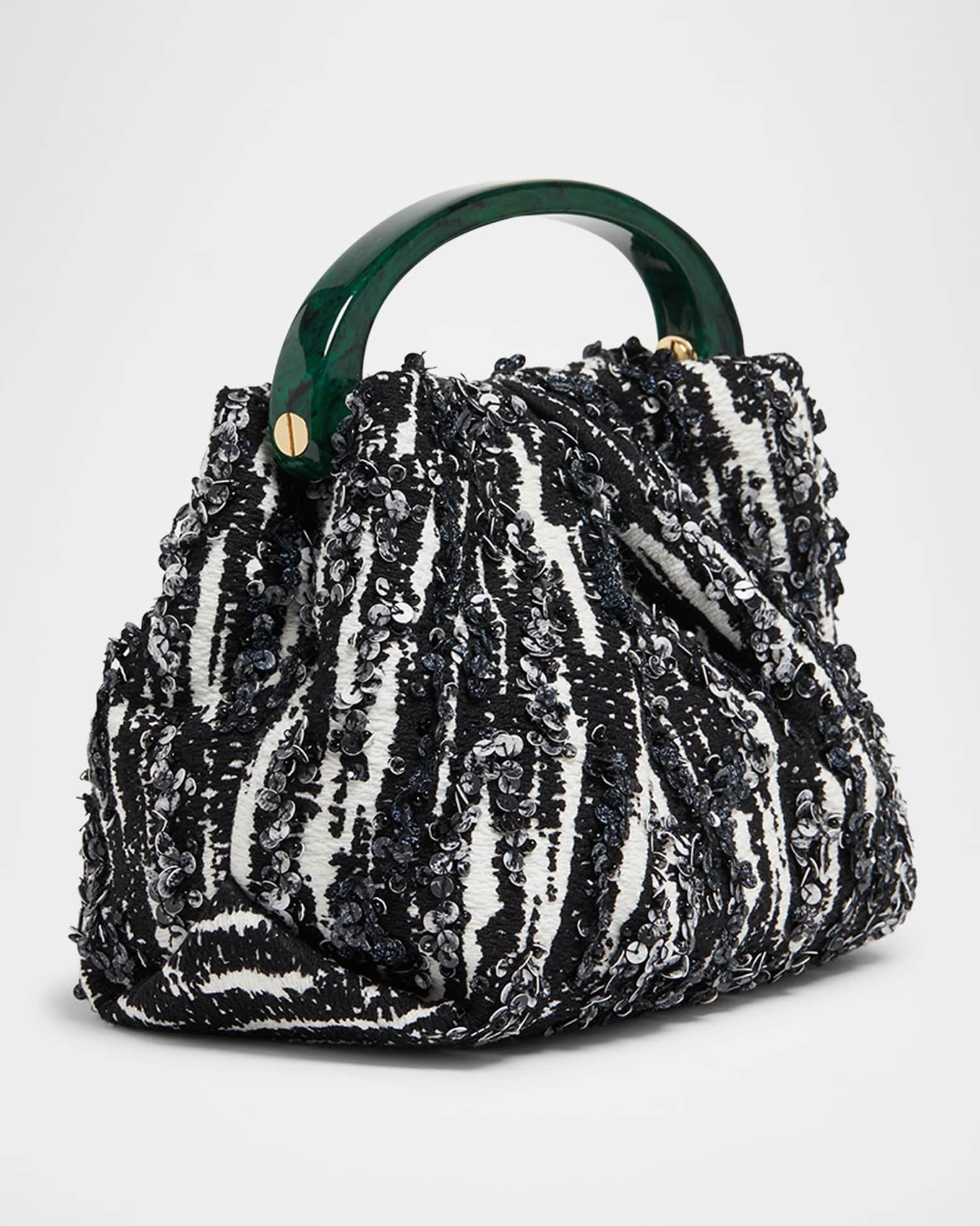 Sequin-Embellished Jacquard Mini Crossbody Bag 1