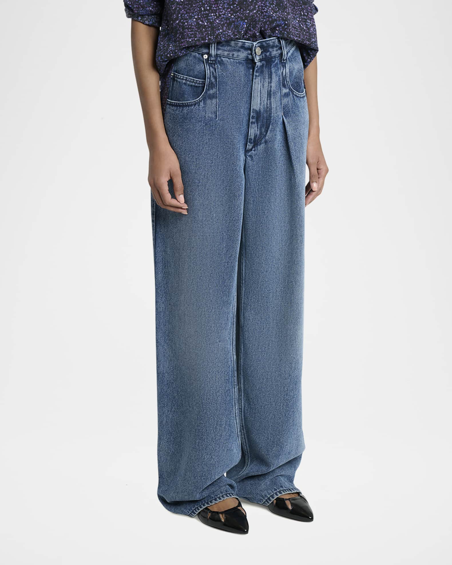 デニム・ジーパン Isabel Marant High-Waisted Wide Leg Jeans In Fluid Cotton Isabel Marant High-Waisted Wide Leg Jeans In Fluid Cotton