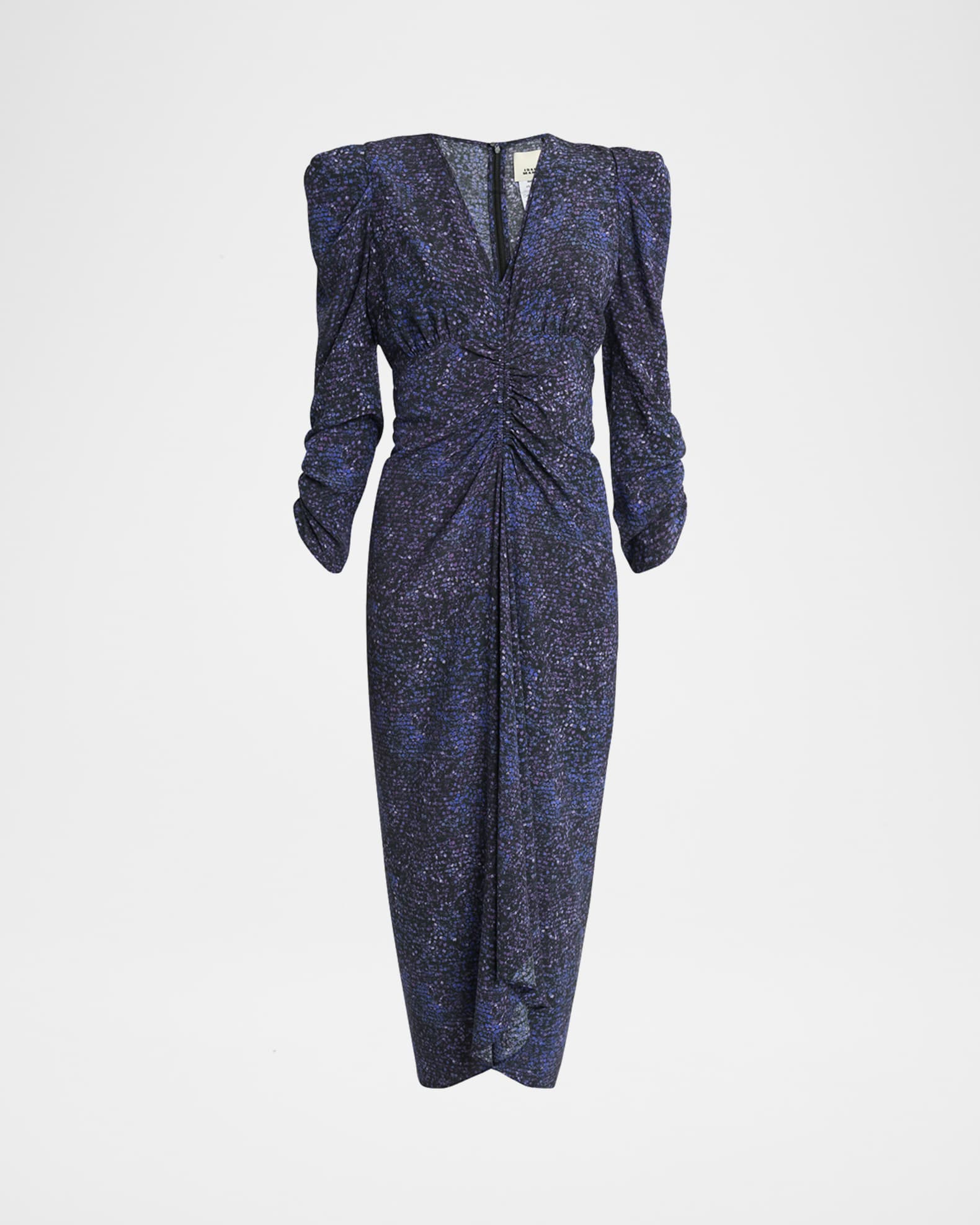 Albini Mosaic Ruched Stretch Silk Dress 0