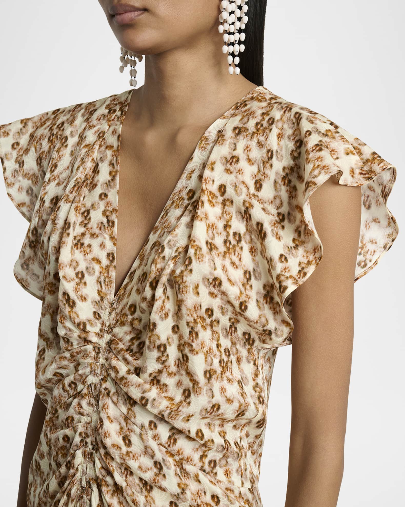 Isabel Marant Lyndsay Dot Jacquard Gathered Dress | Neiman