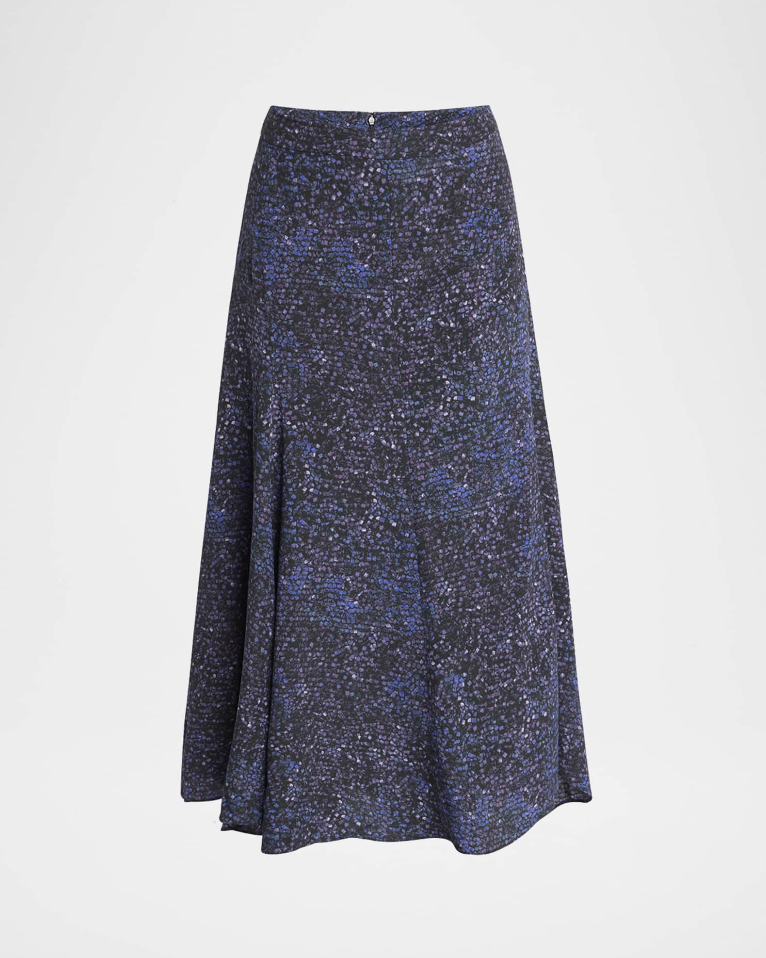 Isabel Marant Hortensia Mosaic Flared Stretch Silk Skirt