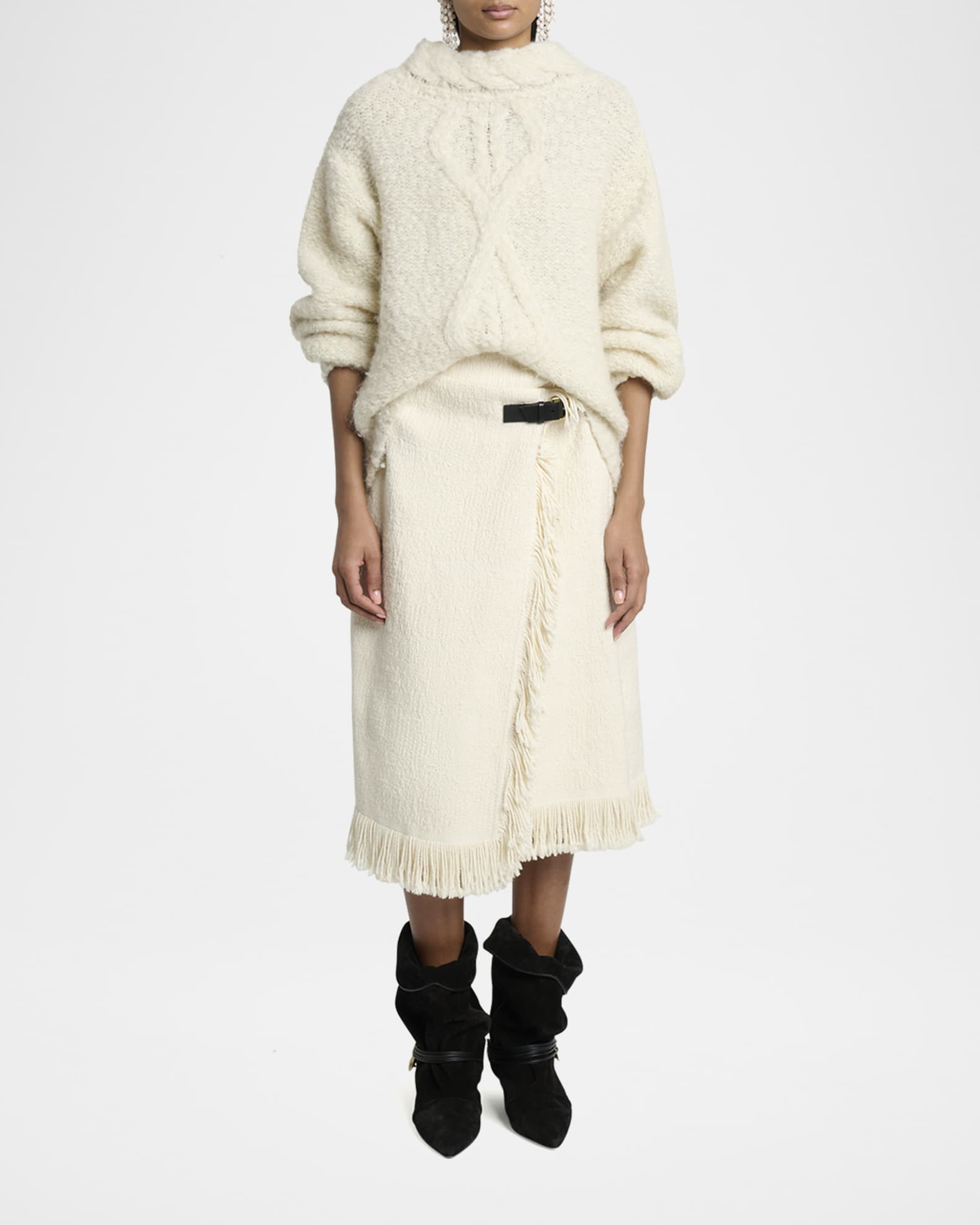Romane Irish Funnel-Neck Alpaca Sweater 1