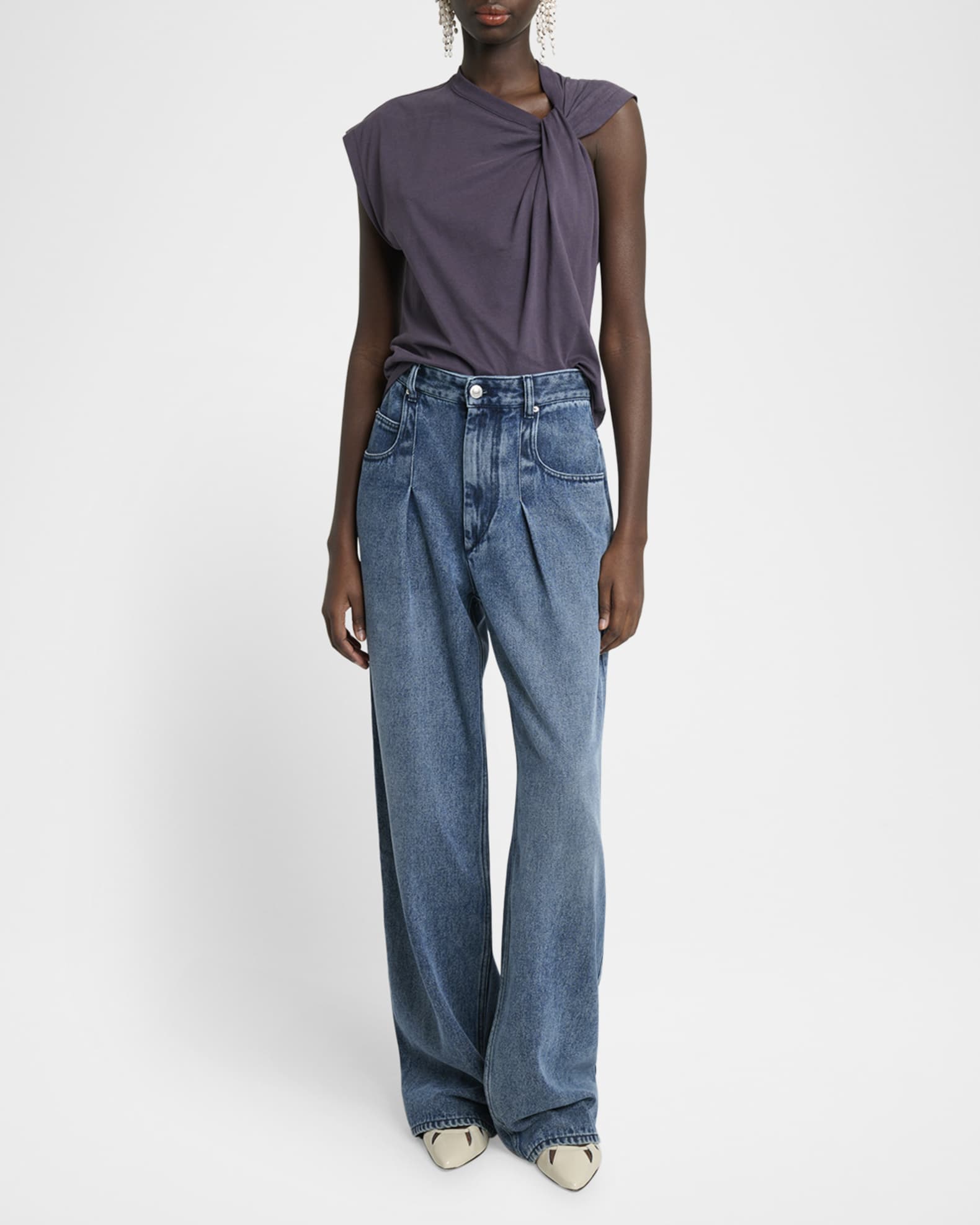 Isabel Marant Nayda Asymmetric Cotton T-Shirt | Neiman Marcus