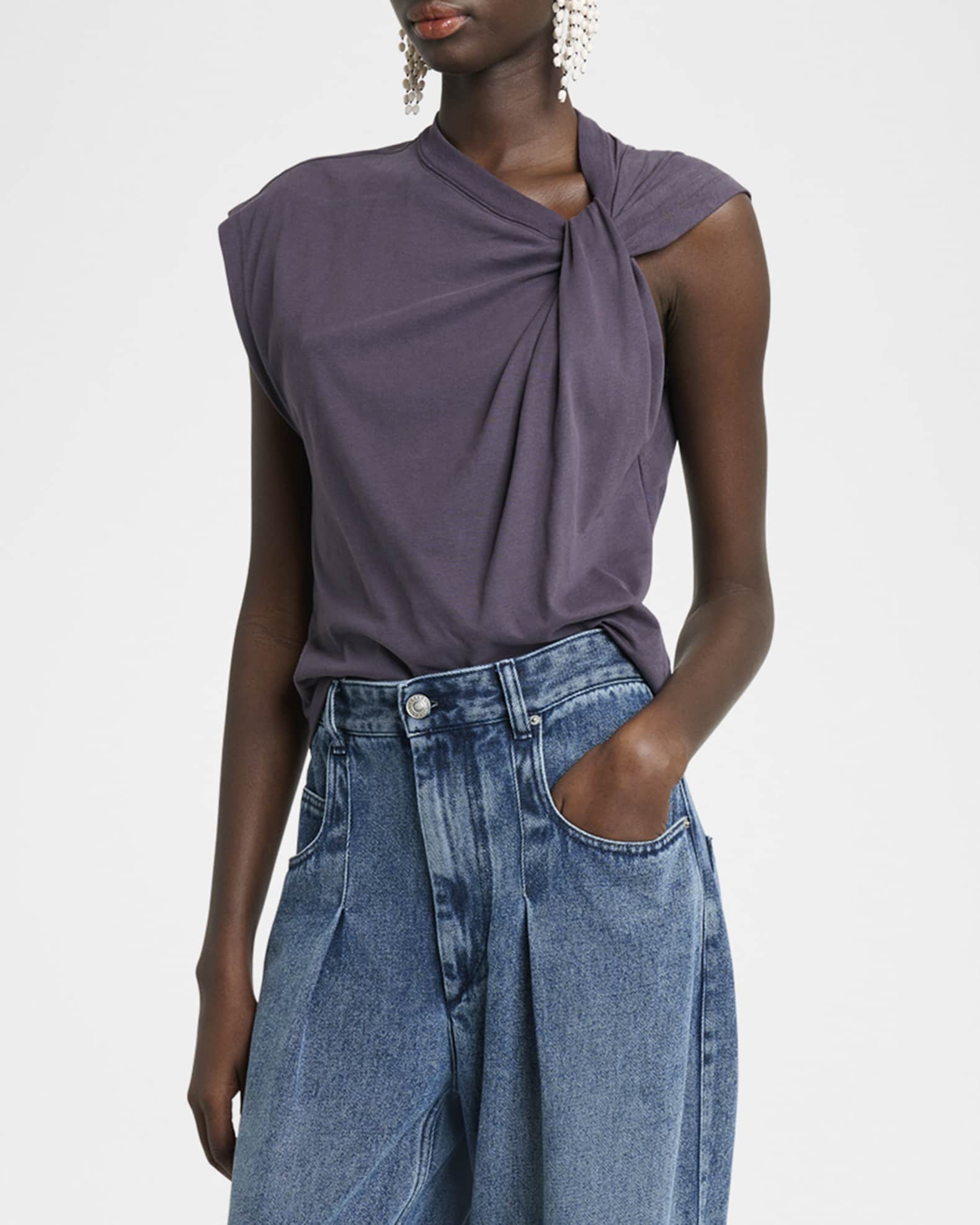 【関税&送料込】Isabel Marant Asymmetrical Nayda T-Shirt Wit Nayda Tee-Shirt Woman white | ISABEL MARANT Official online