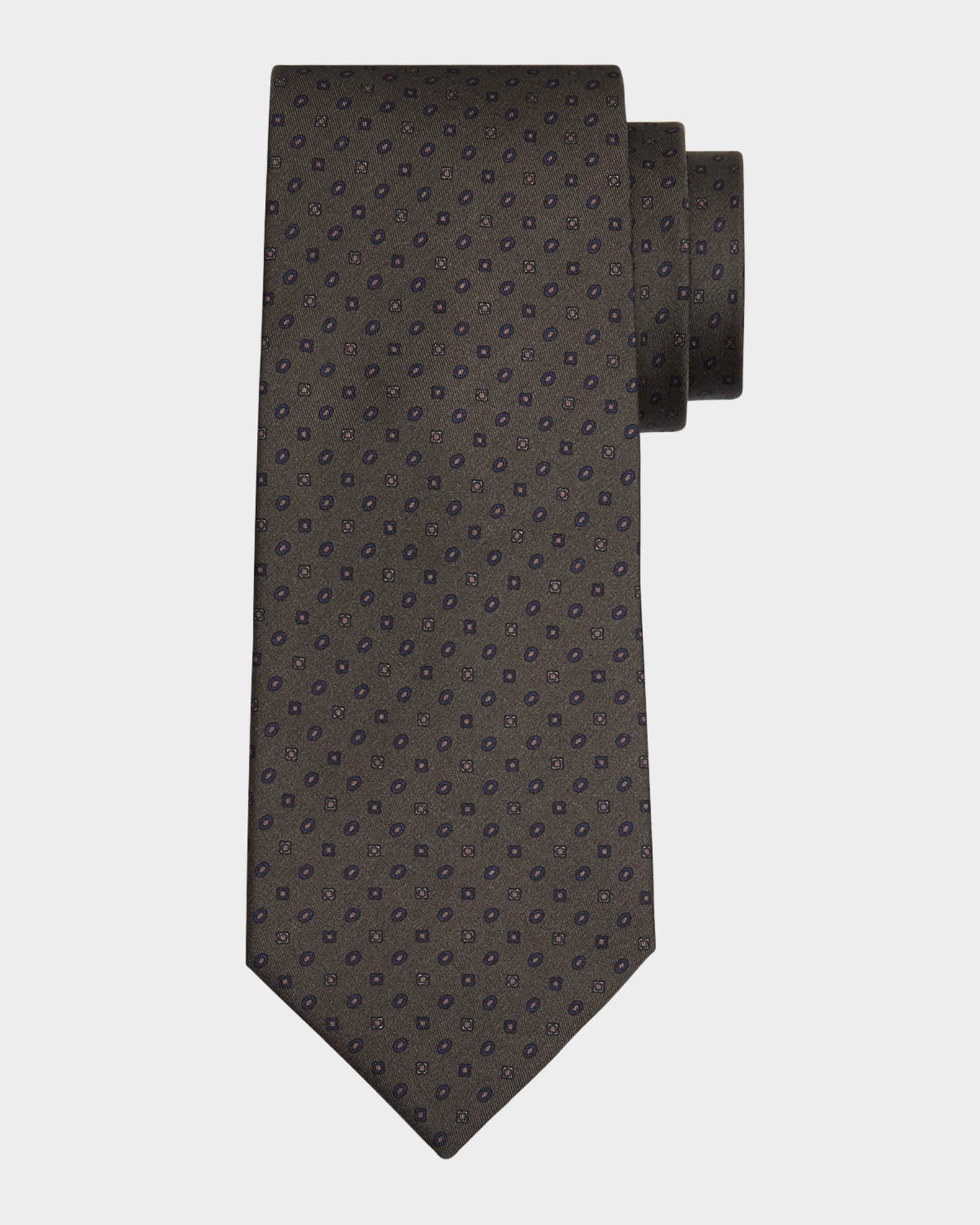 Men's Jewel-Print Mulberry Silk Tie 0