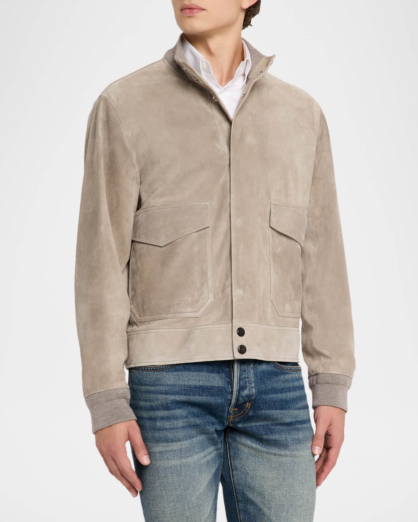 dunhill Men's Harrington Suede Snap-Front Blouson | Neiman Marcus