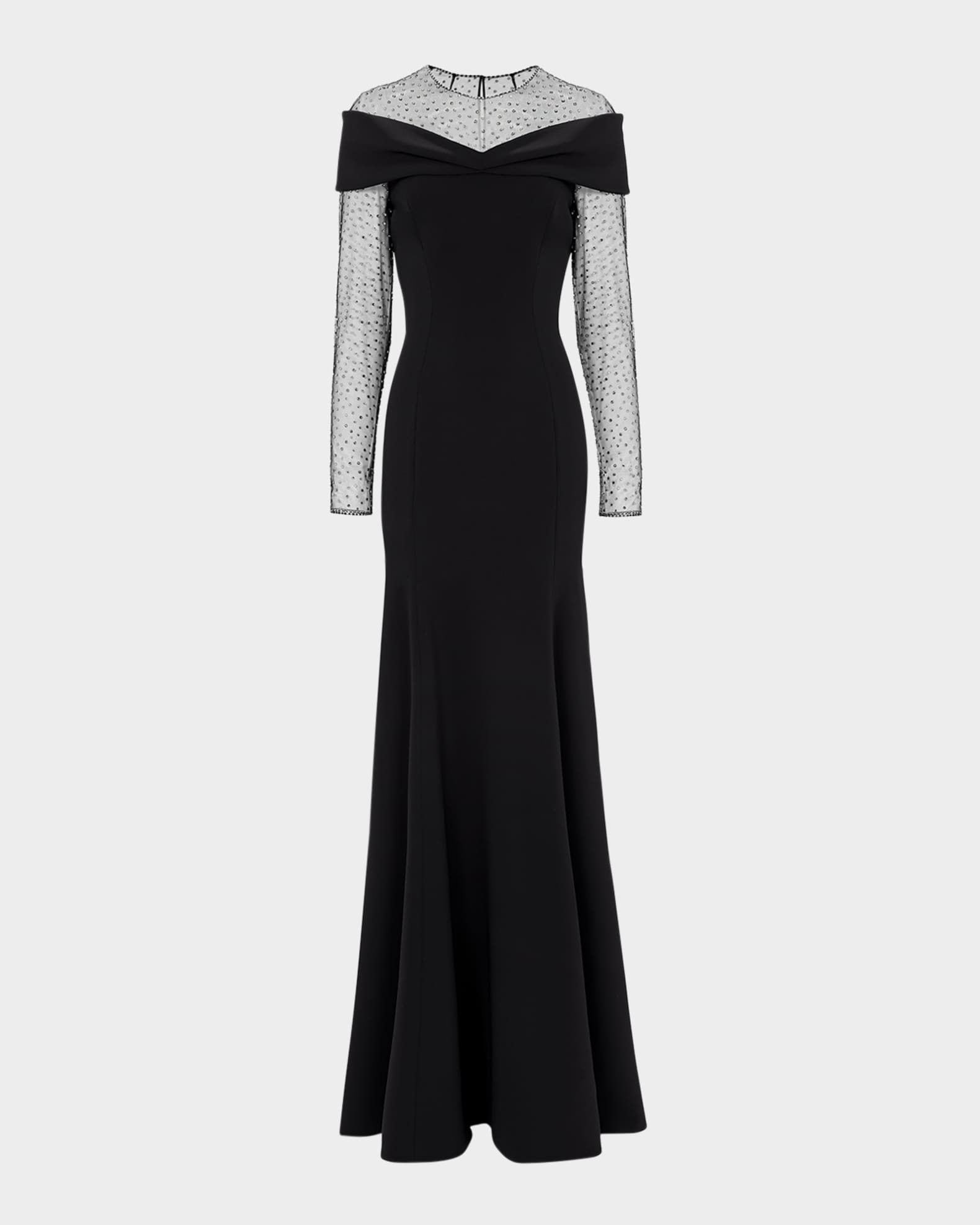 Etienne Crystal Illusion Off-The-Shoulder Gown 0