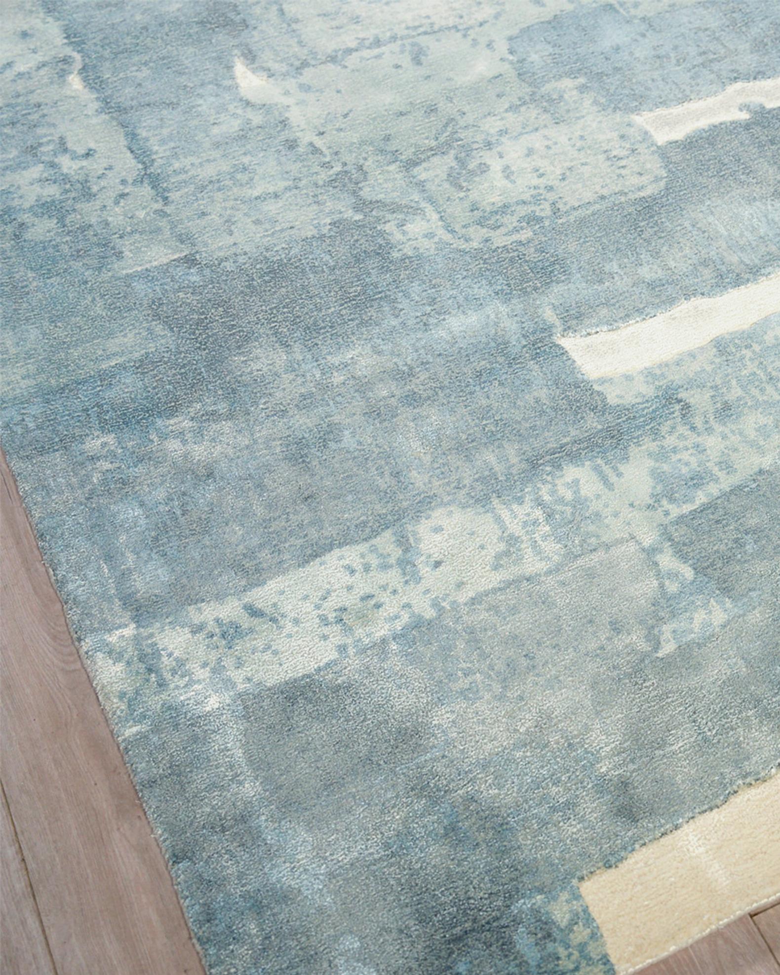 Exquisite Rugs Papyrus Blue Wool/Bamboo Silk handloomed Area Rug ...