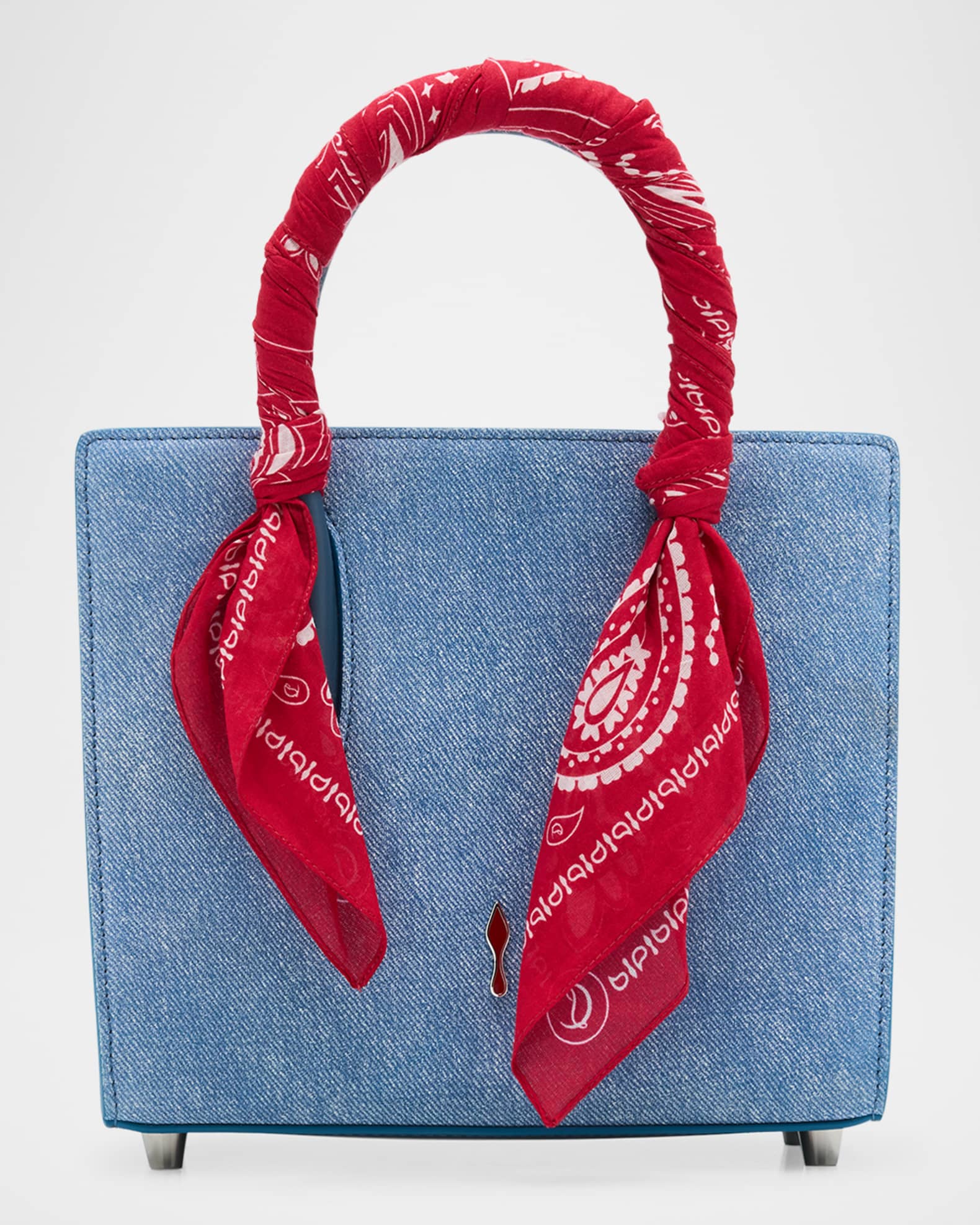 Christian Louboutin Paloma Mini Bandana Top-Handle Bag in Cotton