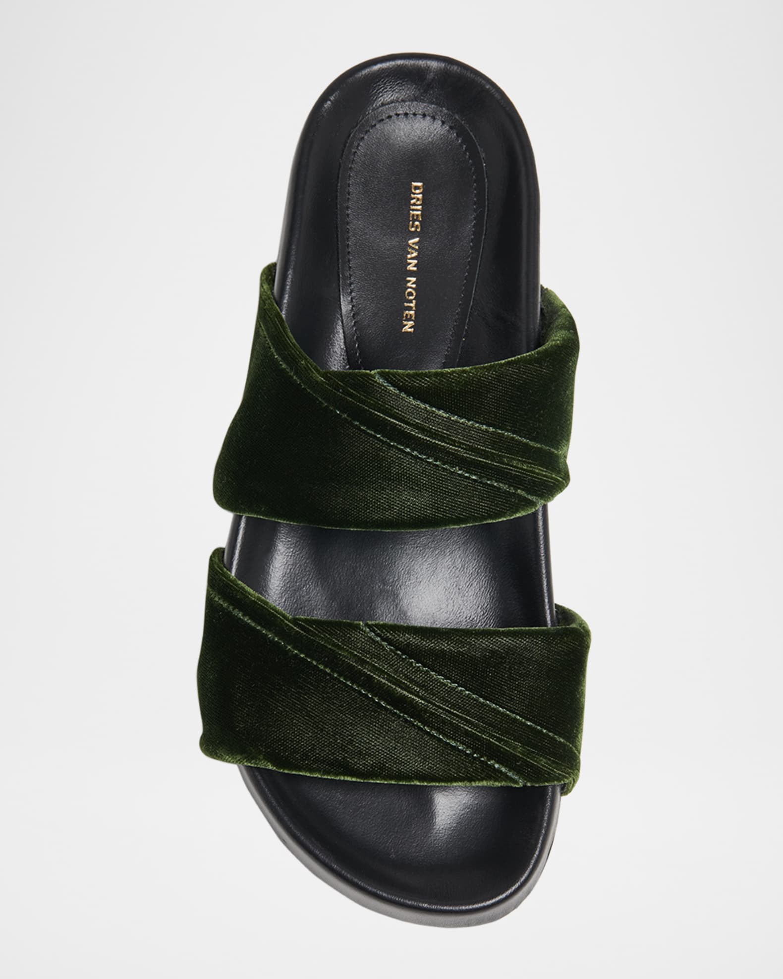 Dries Van Noten Velvet Platform Slide Sandals | Neiman Marcus