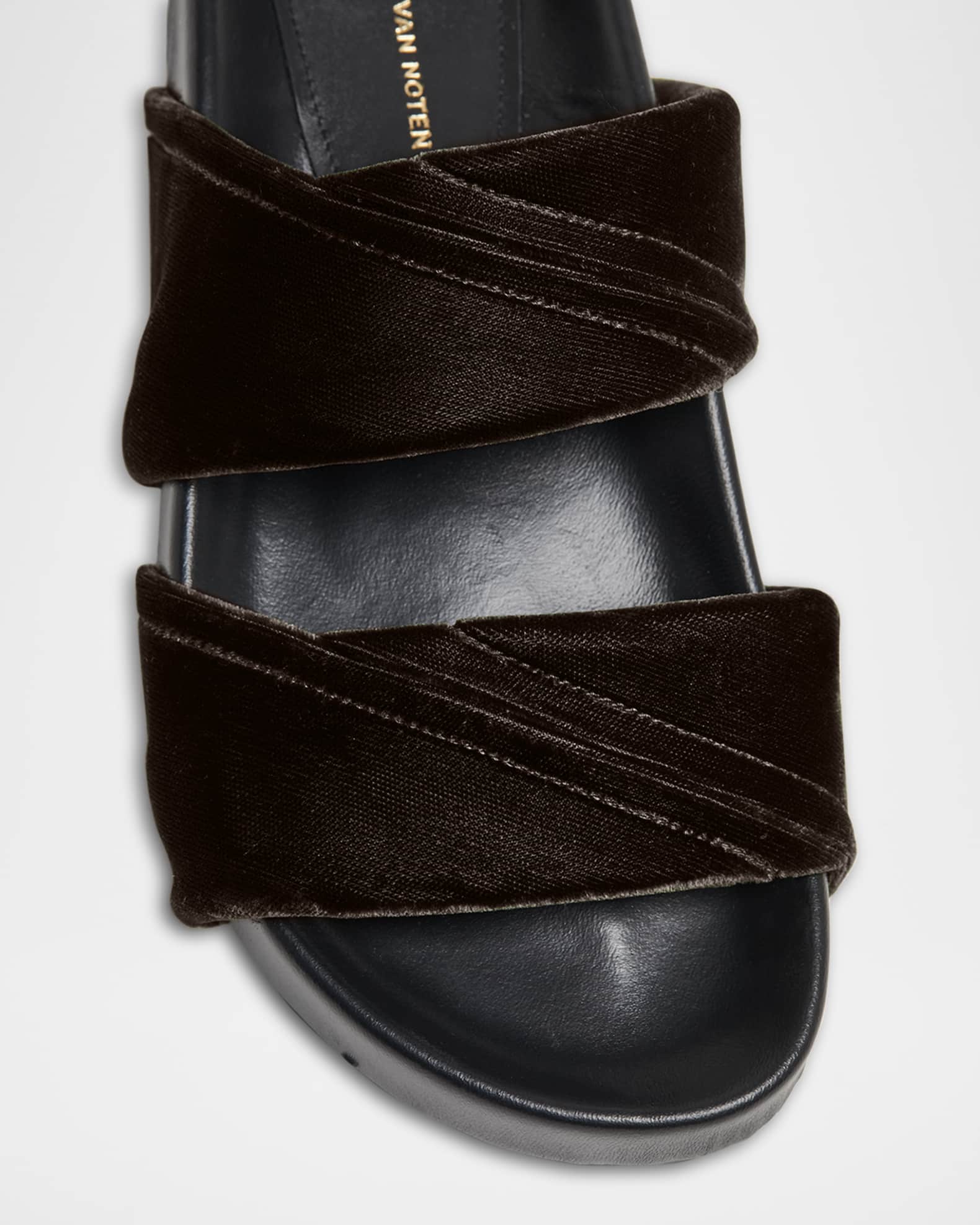 Dries Van Noten Velvet Platform Slide Sandals | Neiman Marcus