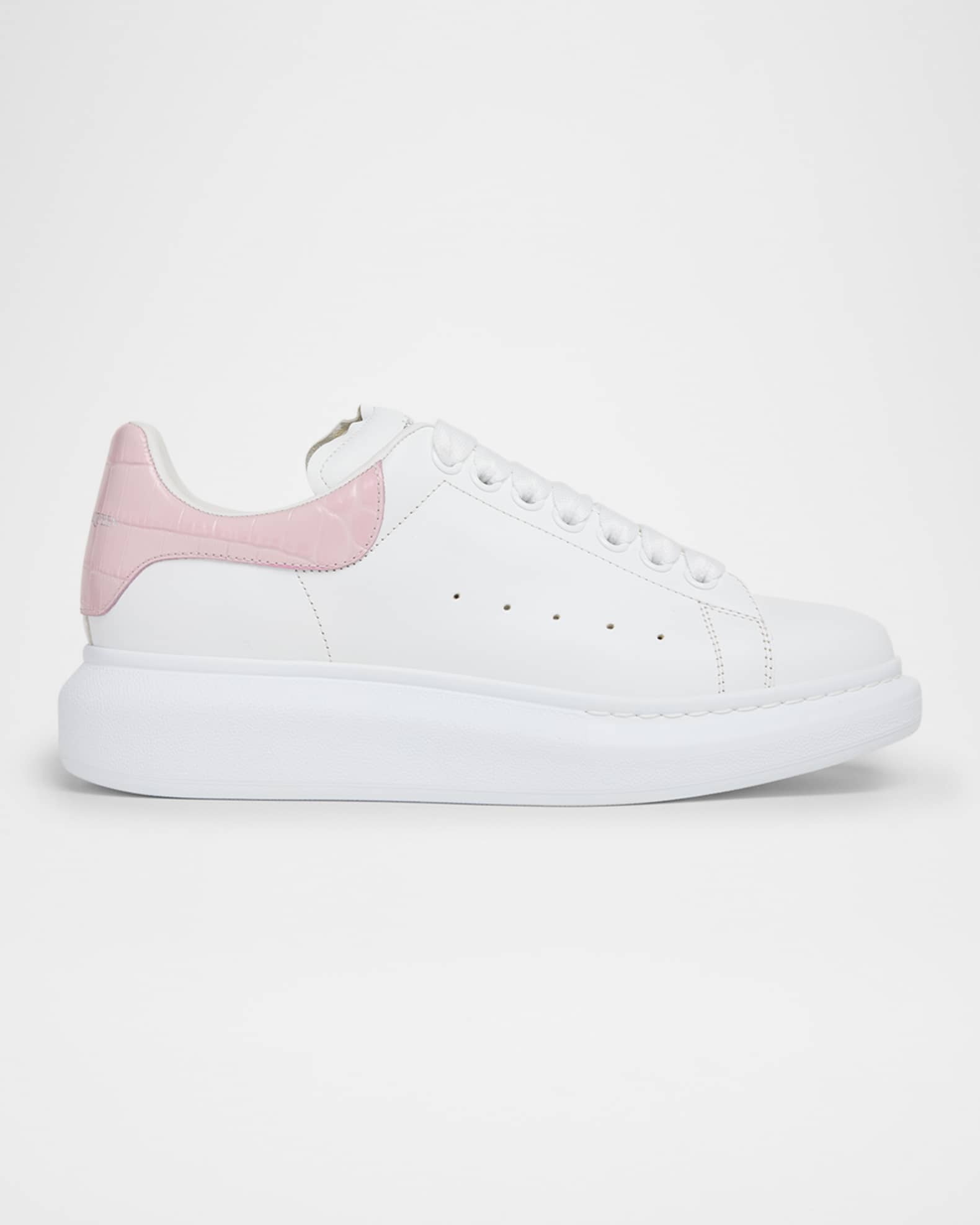Oversized Snakeskin-Embossed Leather Sneakers 0