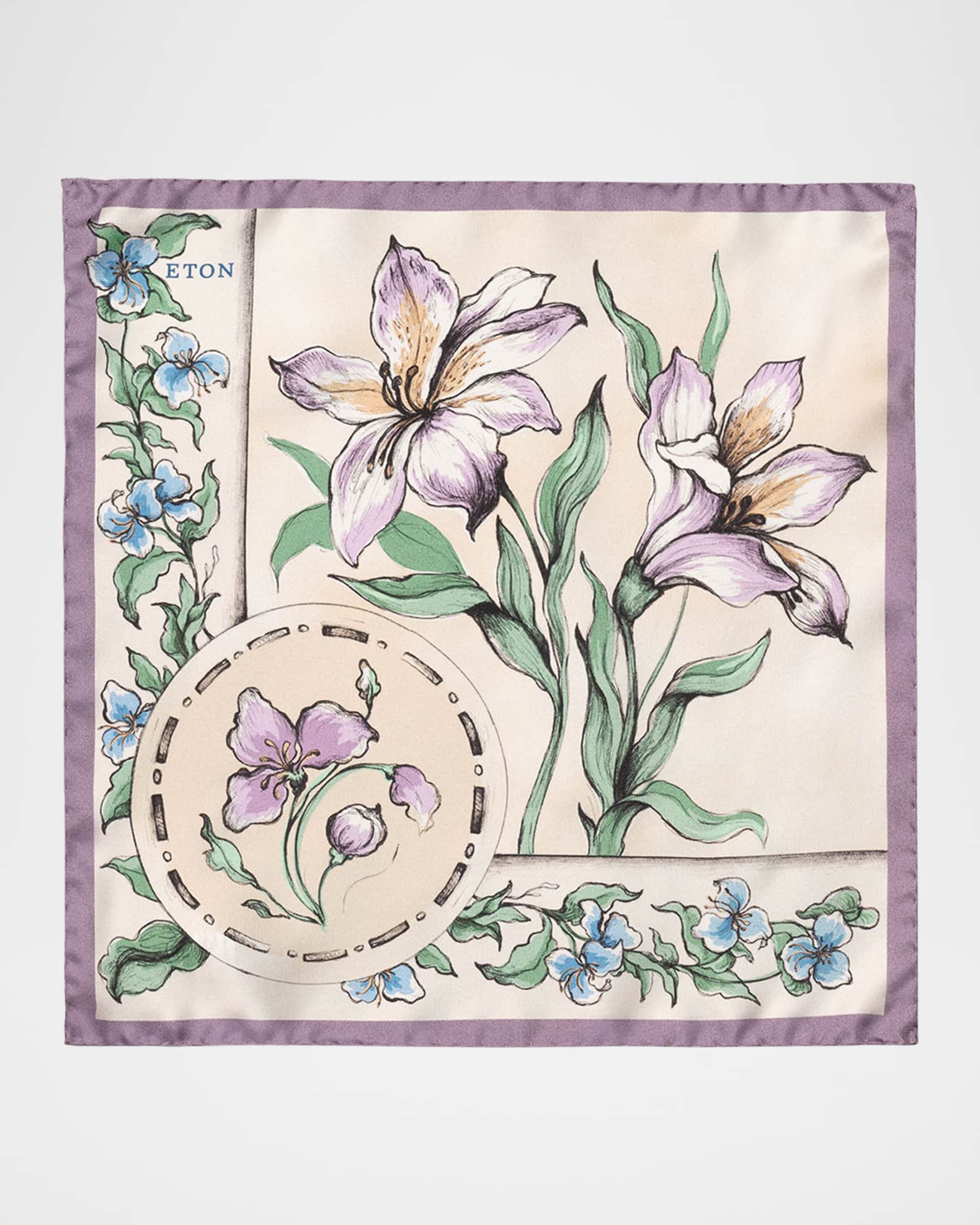 Men's Large Floral Silk Pocket Square 1
