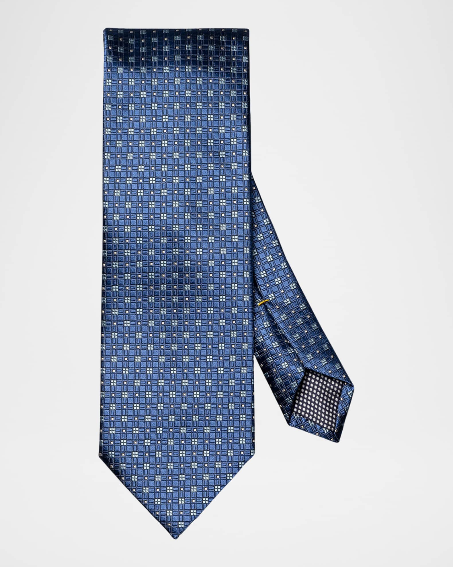Men's Micro-Square Woven Silk Tie 0