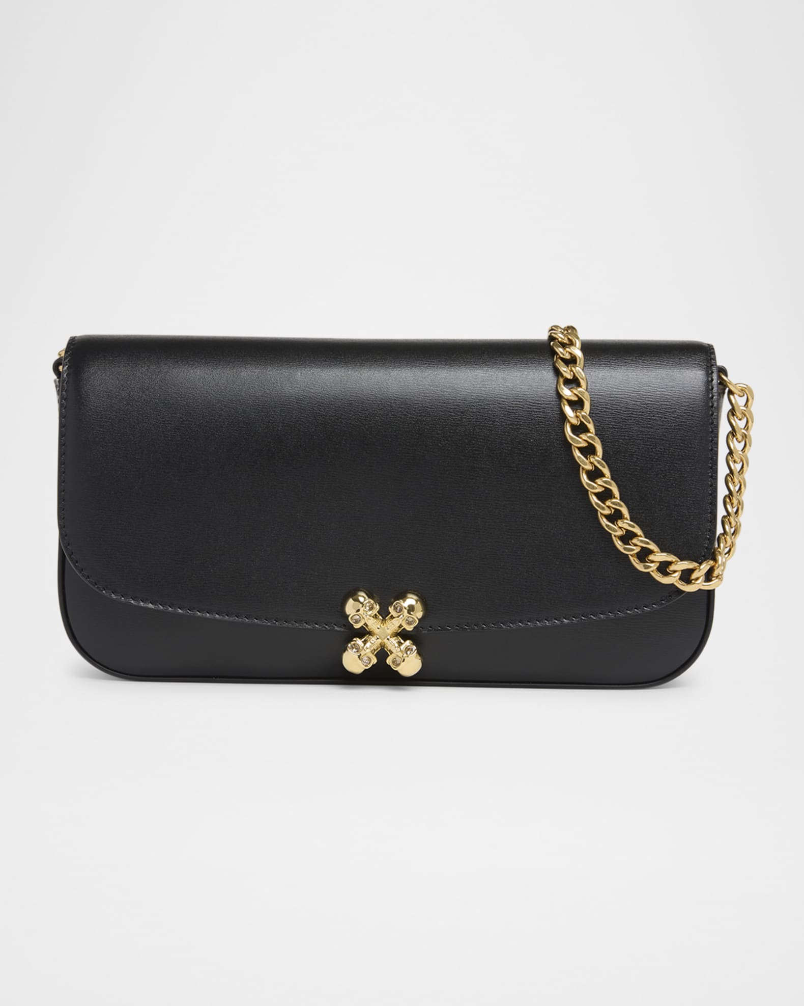Skull Flower Leather Shoulder Bag 0