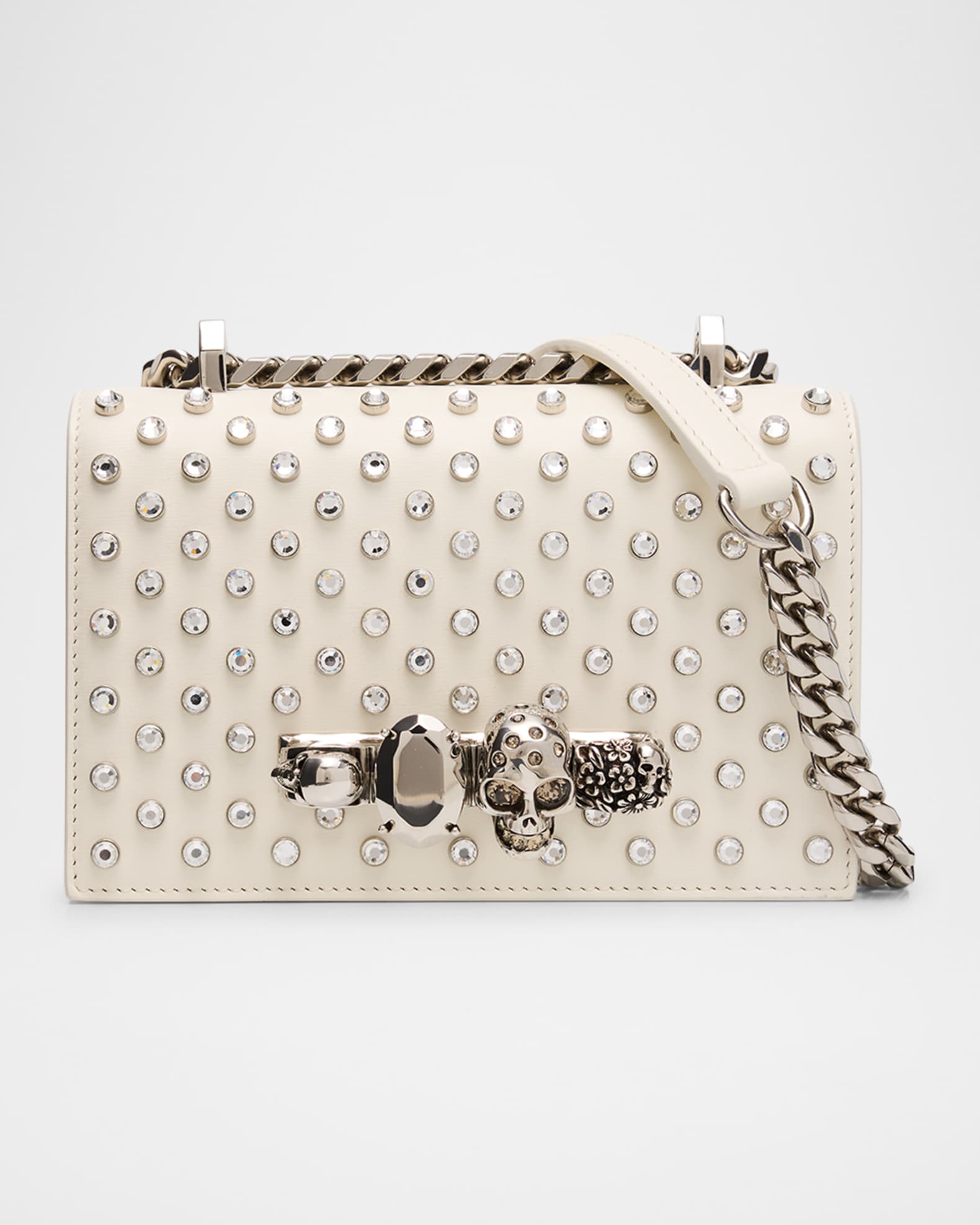 Jeweled Leather Shoulder Bag 0